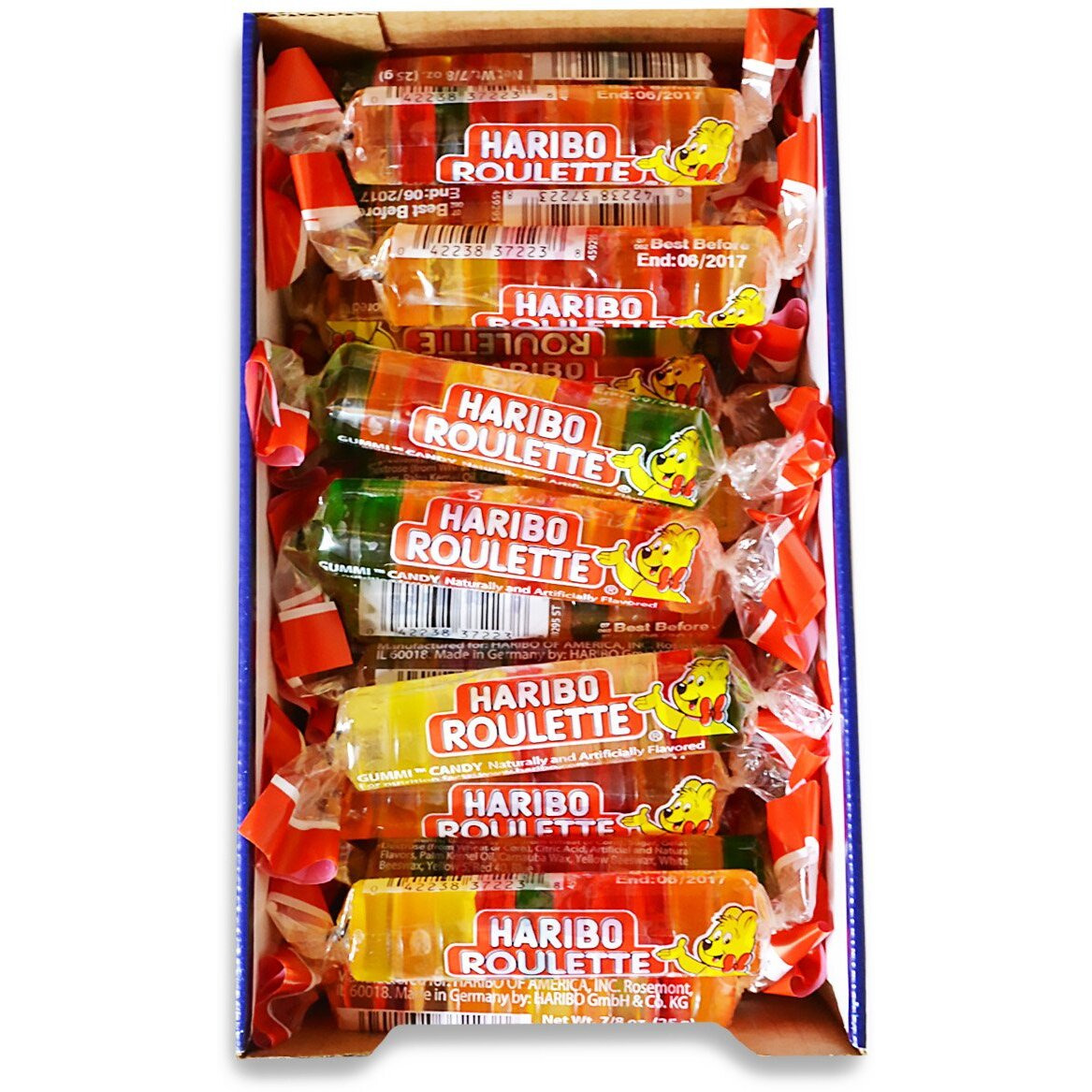 Haribo Gummi Candy, Roulette .87 Oz. Roll, (Pack Of 36)