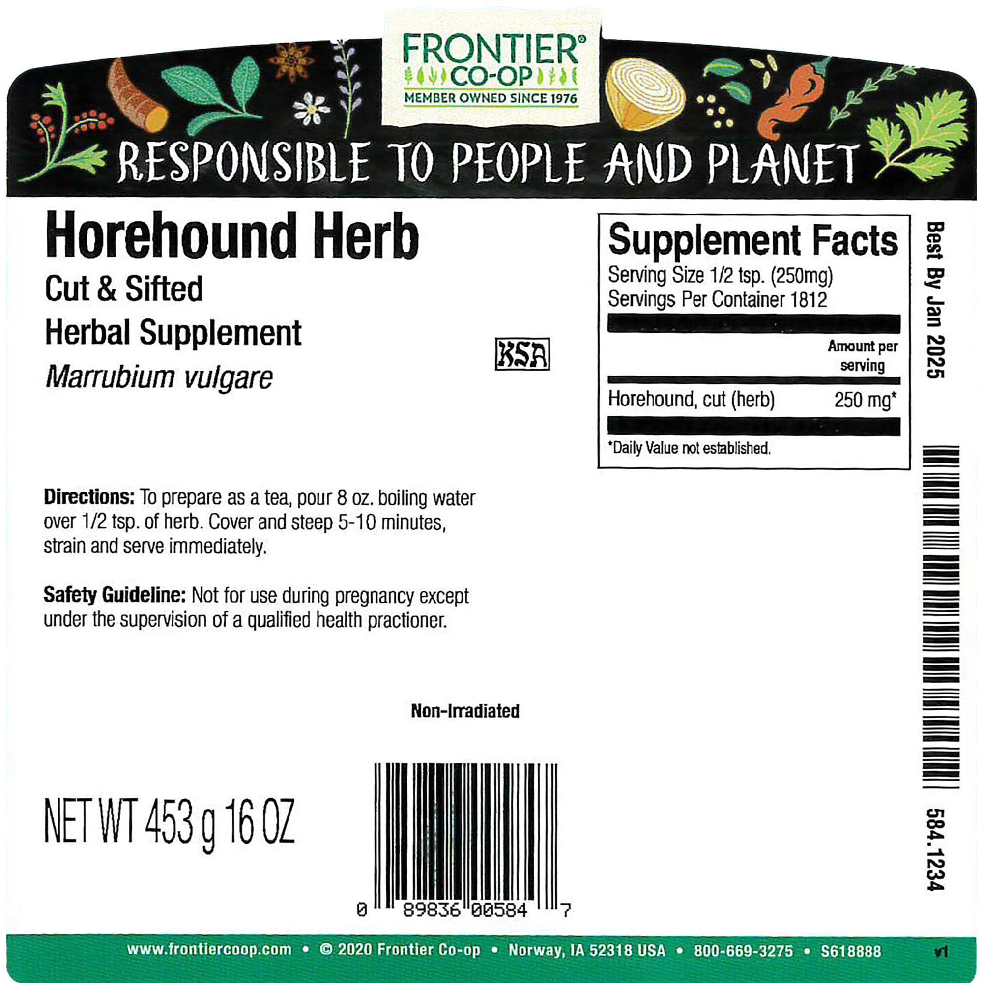 Frontier Co-Op Cut & Sifted Horehound Herb 1Lb
