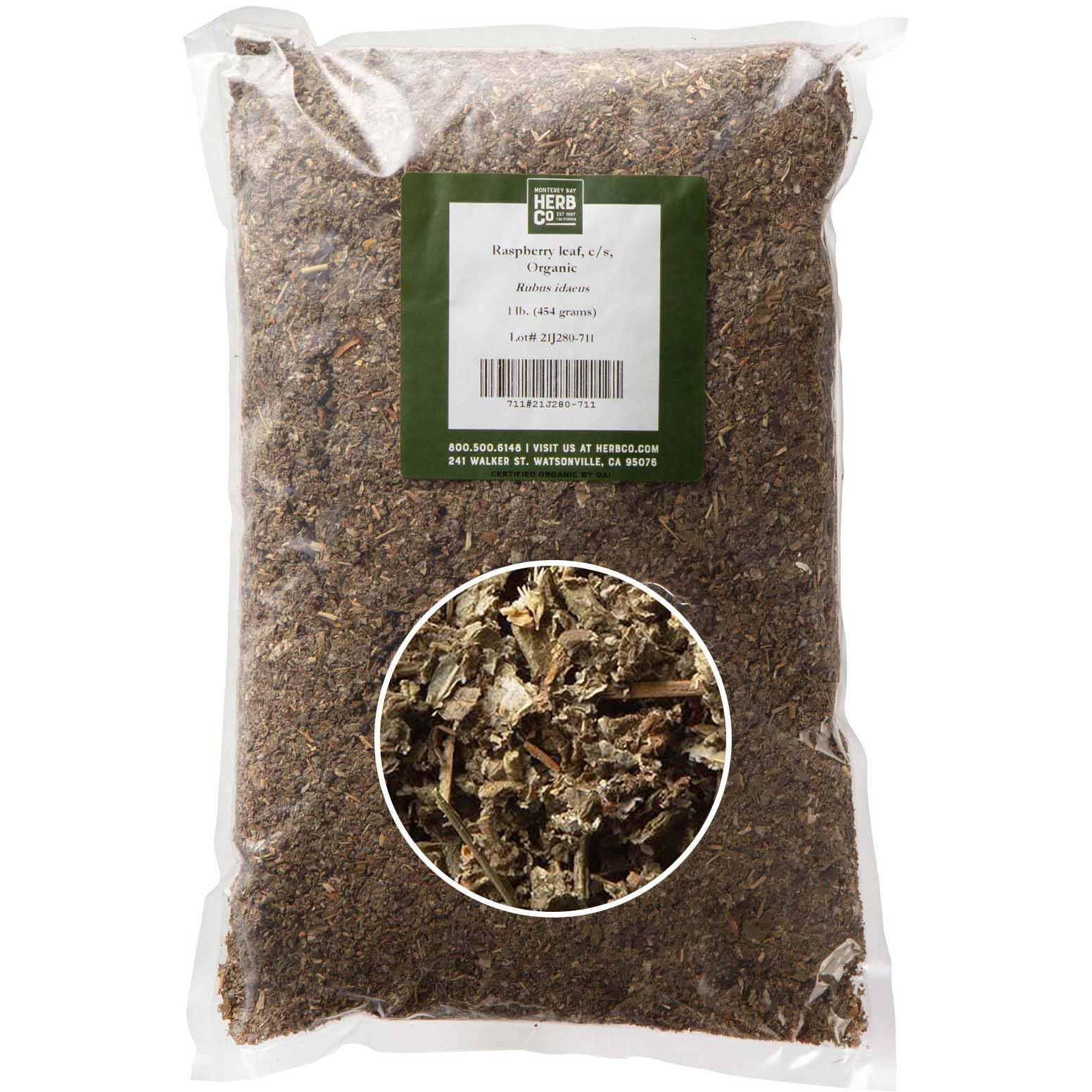 Certified Organic Raspberry Leaf Cut And Sifted 1 Lb Bag -100% Natural, Kosher Berries (Rubus Idaeus)