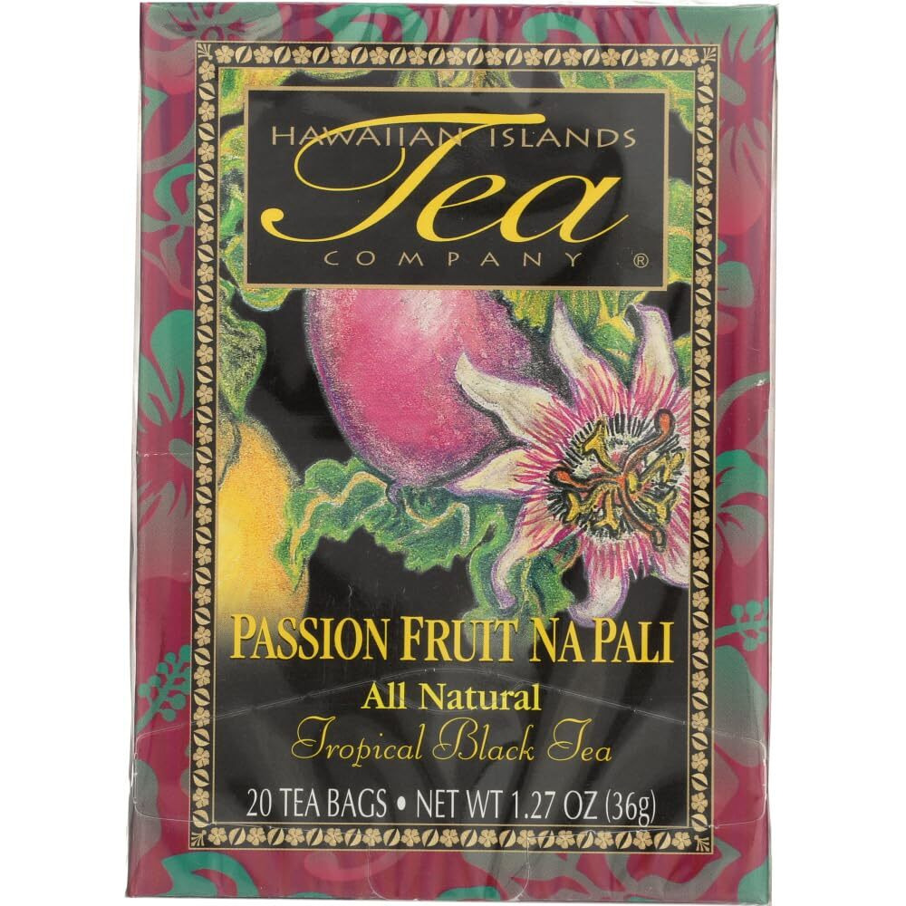 Hawaiian Islands Tea Company Passionfruit Na Pali Black Tea, All Natural - 20 Teabags (1 Box)