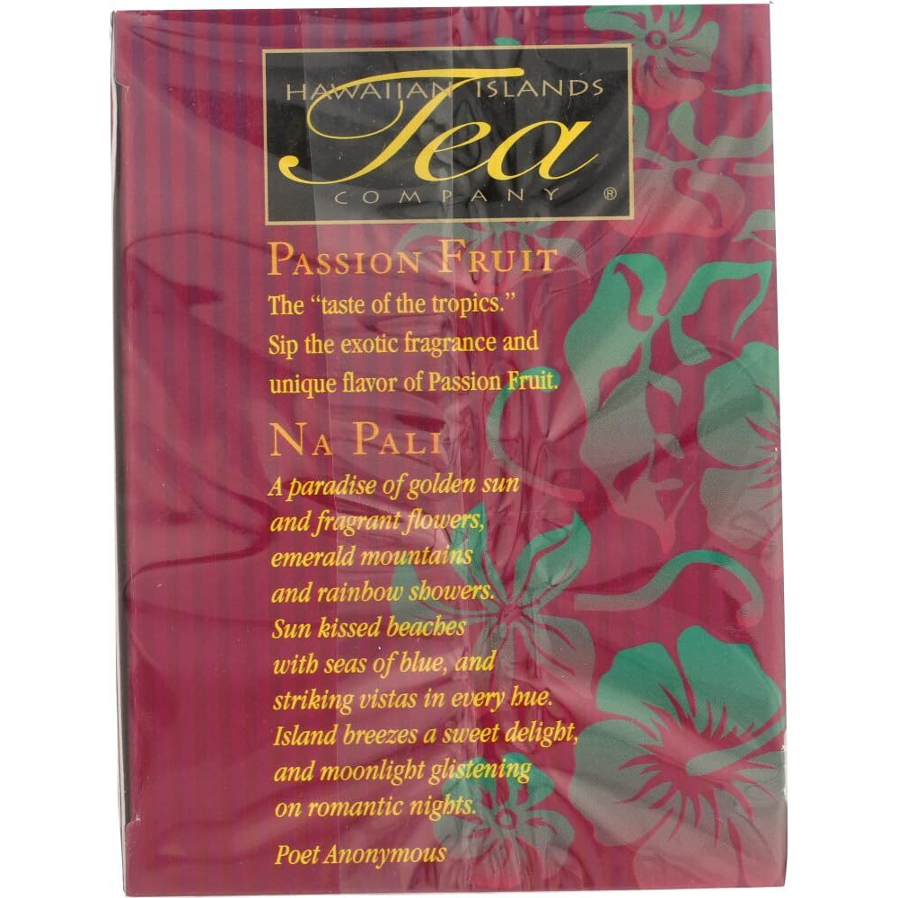 Hawaiian Islands Tea Company Passionfruit Na Pali Black Tea, All Natural - 20 Teabags (1 Box)