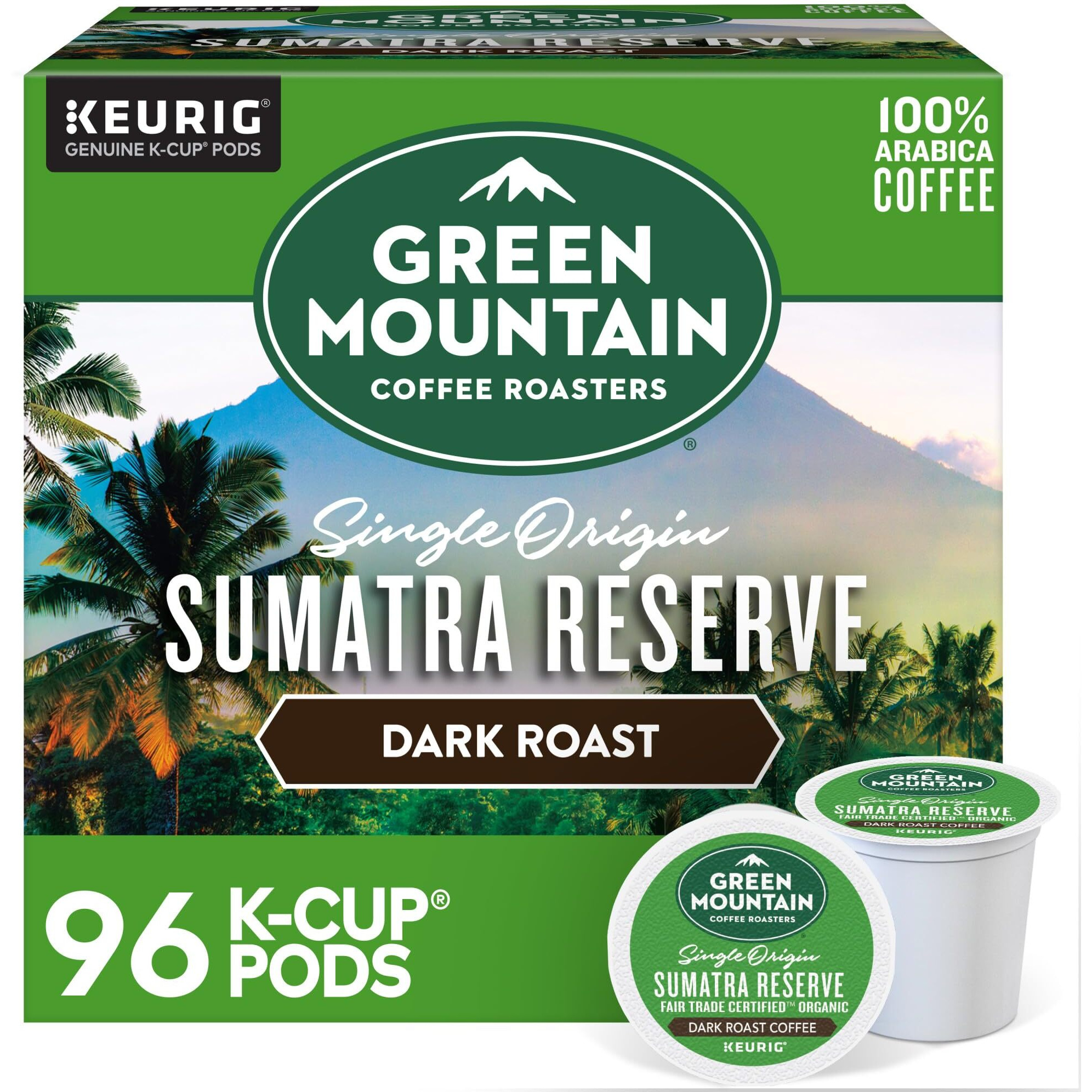 Green Mountain Coffee Roasters Sumatra Reserve Coffee, Keurig Single-Serve K-Cup Pods, Dark Roast, 96 Count (4 Packs Of 24)