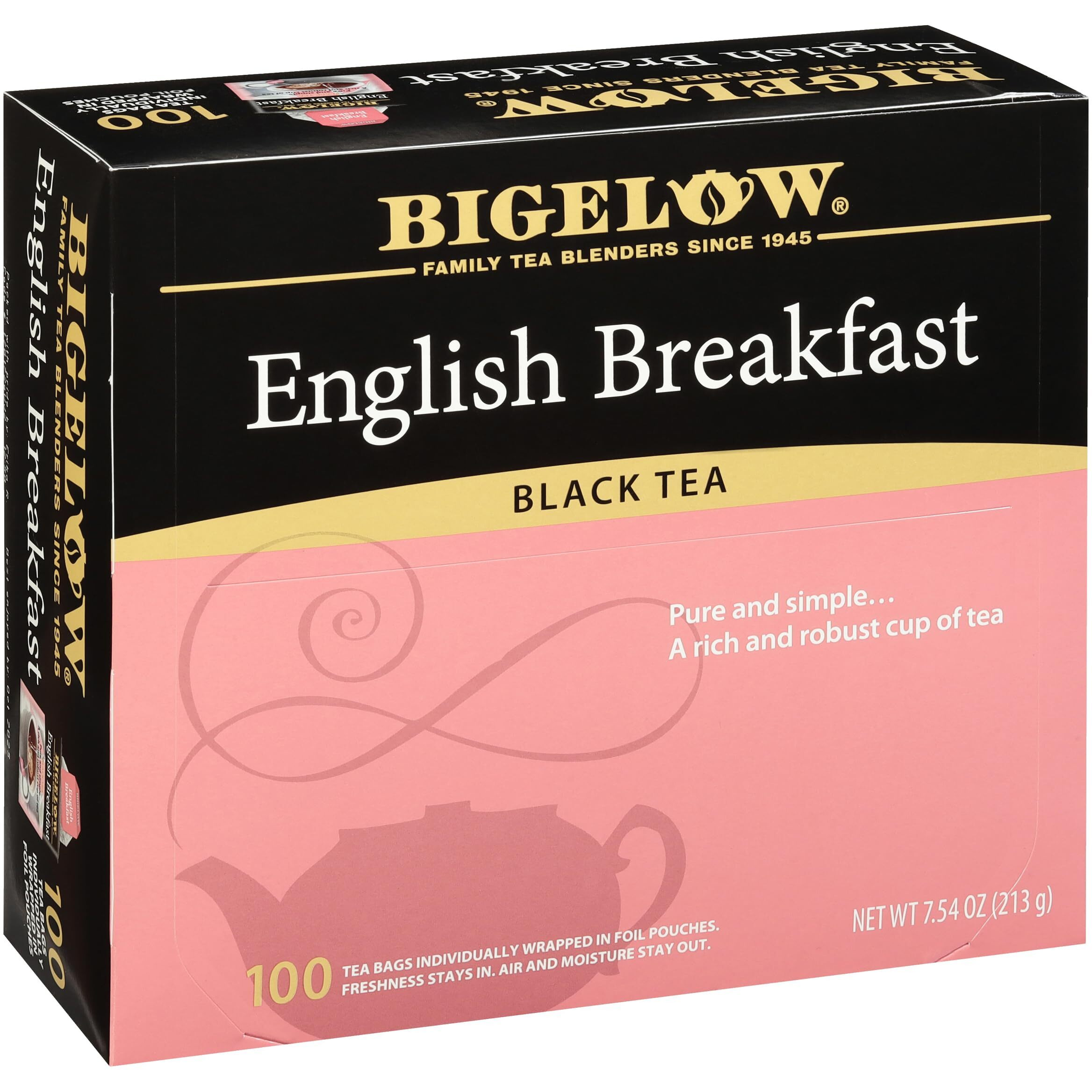Bigelow English Breakfast Black Tea, Caffeinated Tea, 100 Count Box (Pack Of 1)