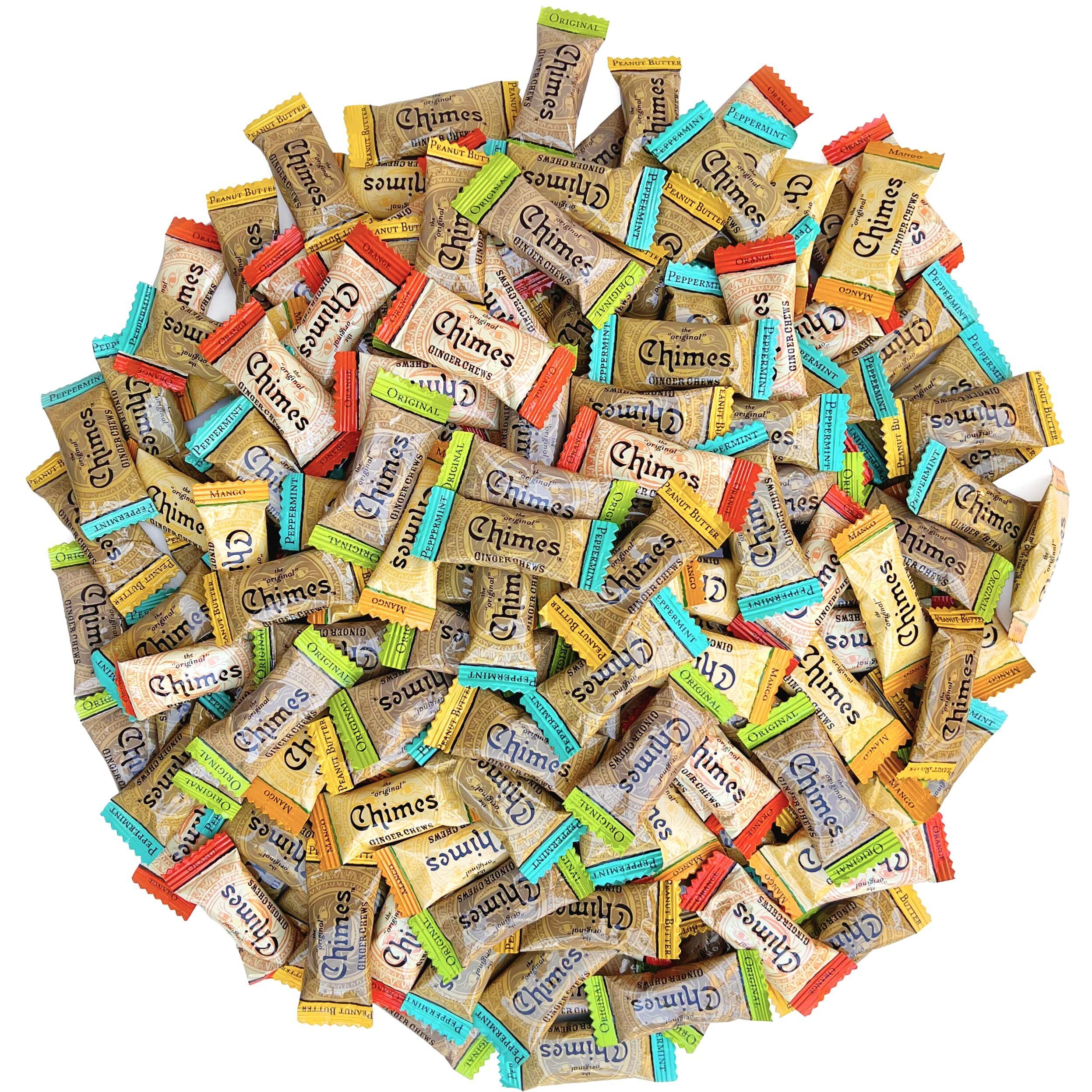 Chimes Ginger Chews Variety Pack - Original, Orange, Mango, Peppermint And Peanut Butter - 2Lb Bag