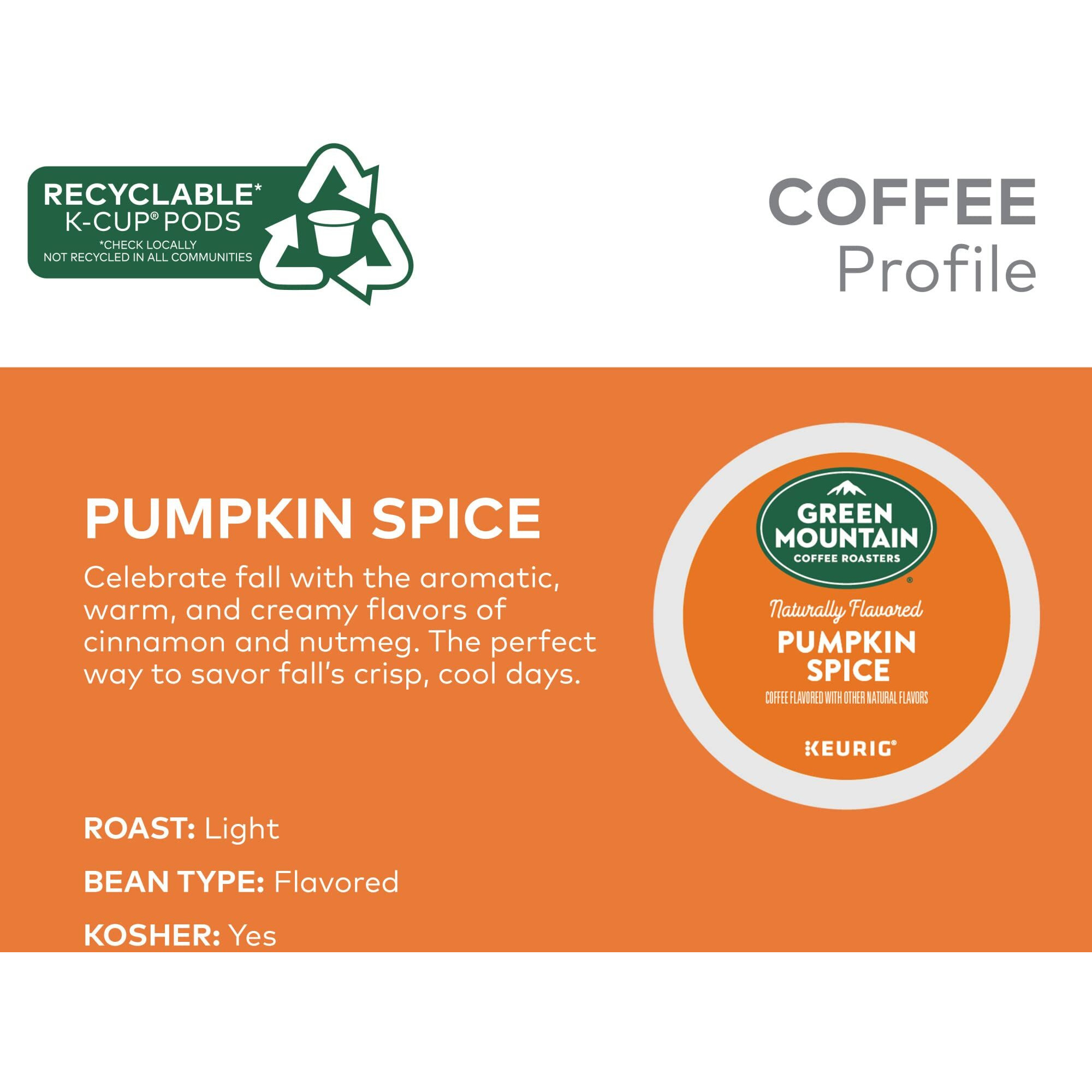 Green Mountain Coffee Roasters Pumpkin Spice Coffee, Keurig Single-Serve K-Cup Pods, Light Roast, 96 Count (4 Packs Of 24)