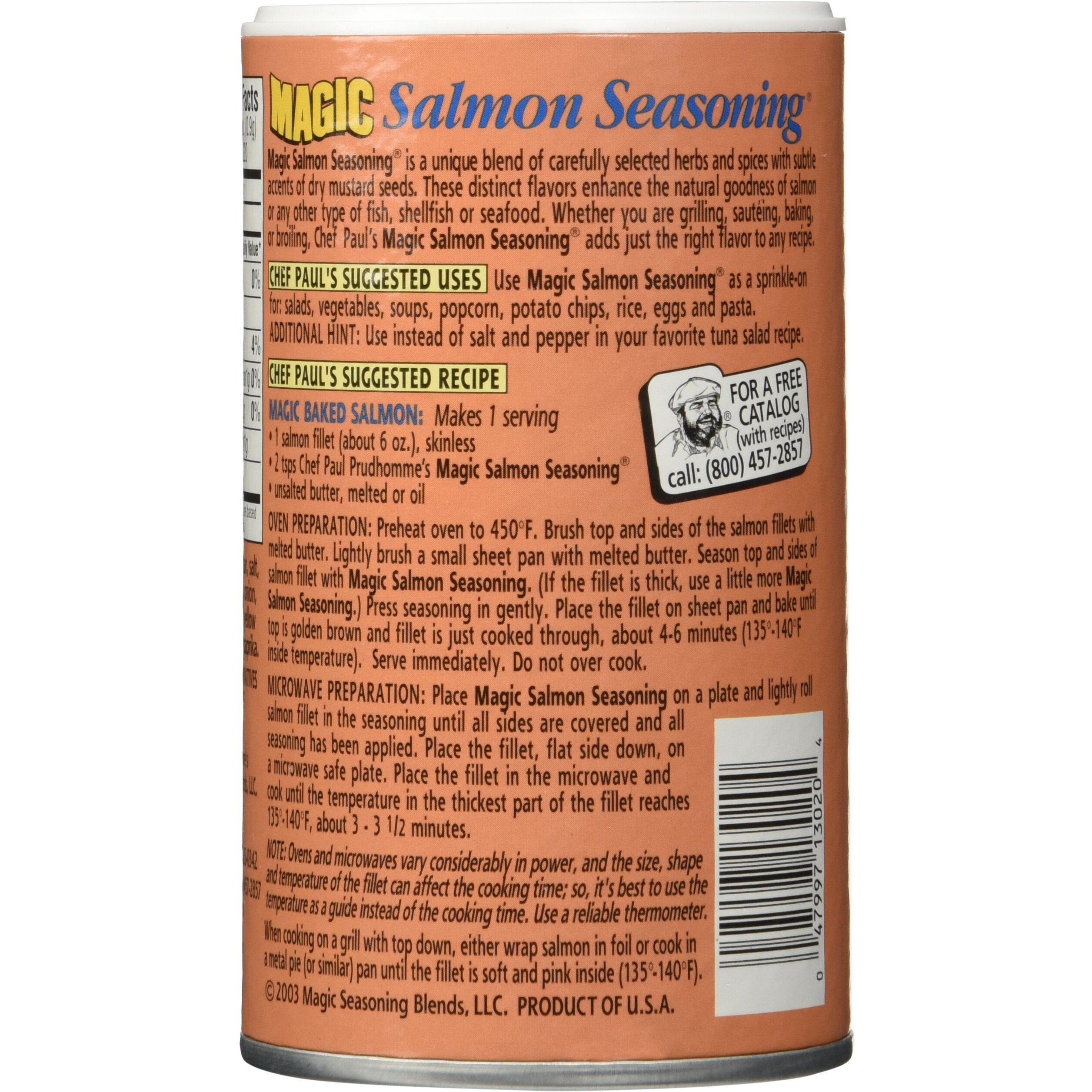 Chef Paul Salmon Magic Seasoning, 7 Ounce (Pack Of 6)
