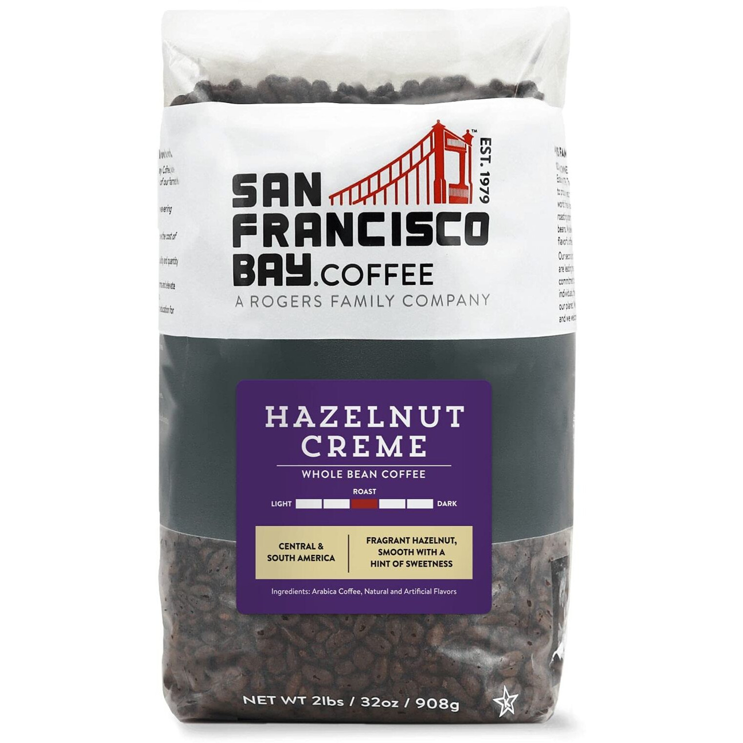 San Francisco Bay Whole Bean Coffee - Hazelnut Crme (2Lb Bag), Flavored, Medium Roast