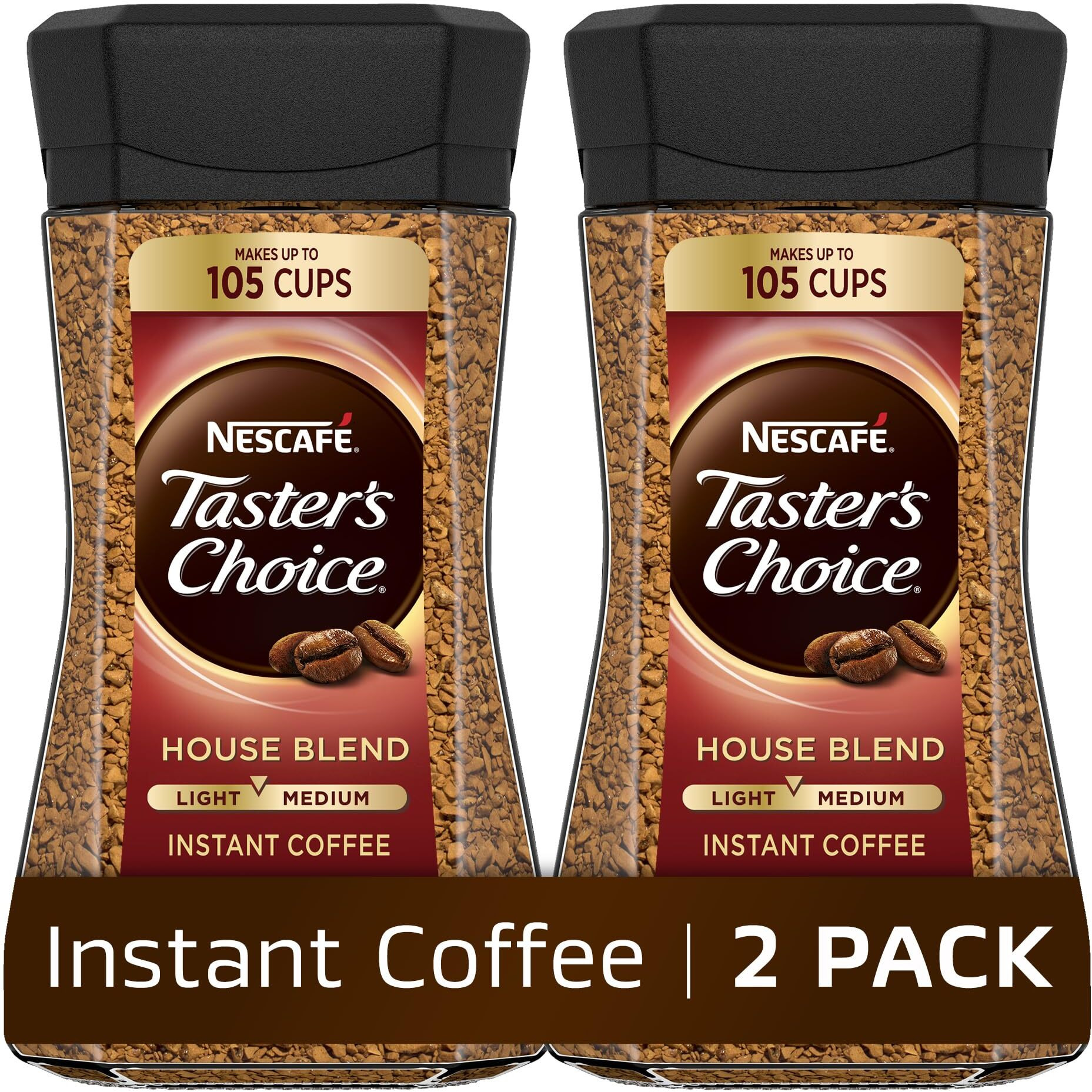 Nescaf   Taster's Choice Instant Coffee Light Medium Roast, House Blend, 2 Jars (7 Oz Each)