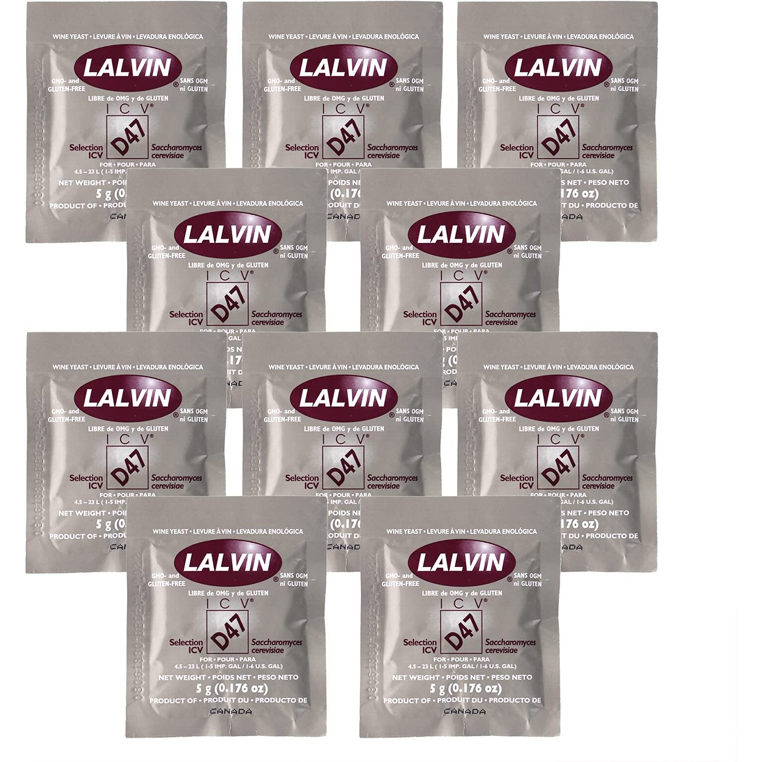 Lalvin Icv-D47 Wine Yeast, 5G - 10-Pack