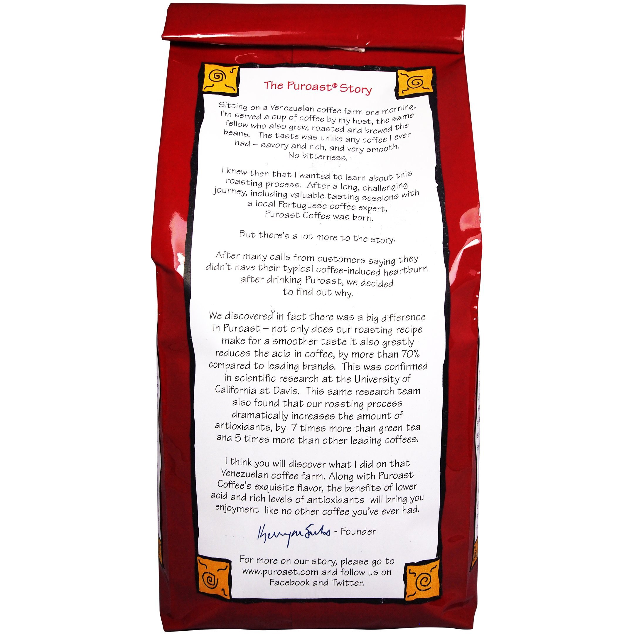 Puroast Low Acid Coffee Whole Bean, French Roast, Dark Roast, Certified Low Acid Coffee, 5.5+ Ph, Gut Health, 2.2 Lb, Higher Antioxidant, Smooth For Espresso, Iced Coffee