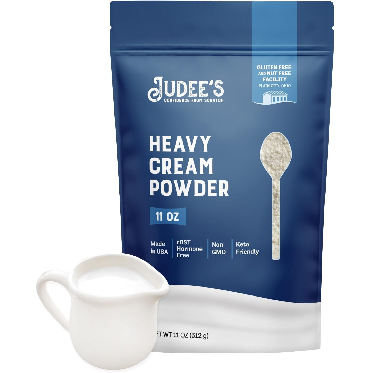 Judee's Heavy Cream Powder - 11 Oz - Baking Ingredients - Delicious And 100% Gluten-Free - Great For Coffee, Hot Chocolate, Sauces, And Soups - Adds Richness To Homemade Treats And Beverages