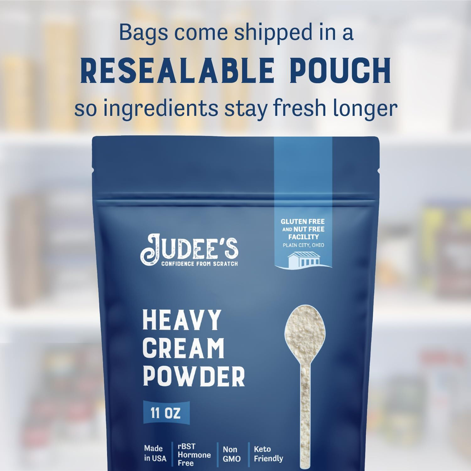 Judee's Heavy Cream Powder - 11 Oz - Baking Ingredients - Delicious And 100% Gluten-Free - Great For Coffee, Hot Chocolate, Sauces, And Soups - Adds Richness To Homemade Treats And Beverages