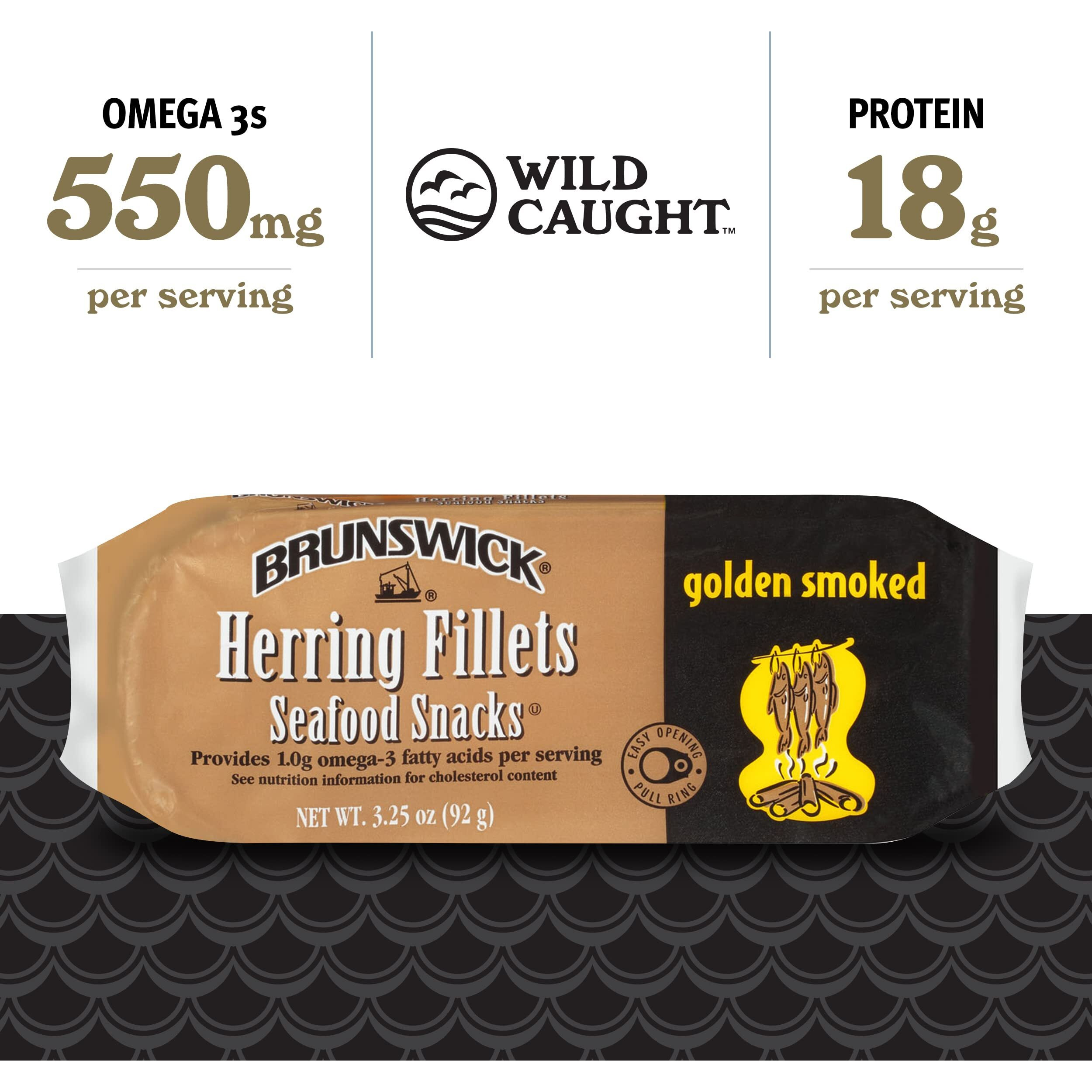 Brunswick Golden Smoked Herring Fillets, 3.25 Oz Can (Pack Of 12) - 18G Protein Per Serving - Gluten Free, Keto Friendly - Great For Pasta & Seafood Recipes