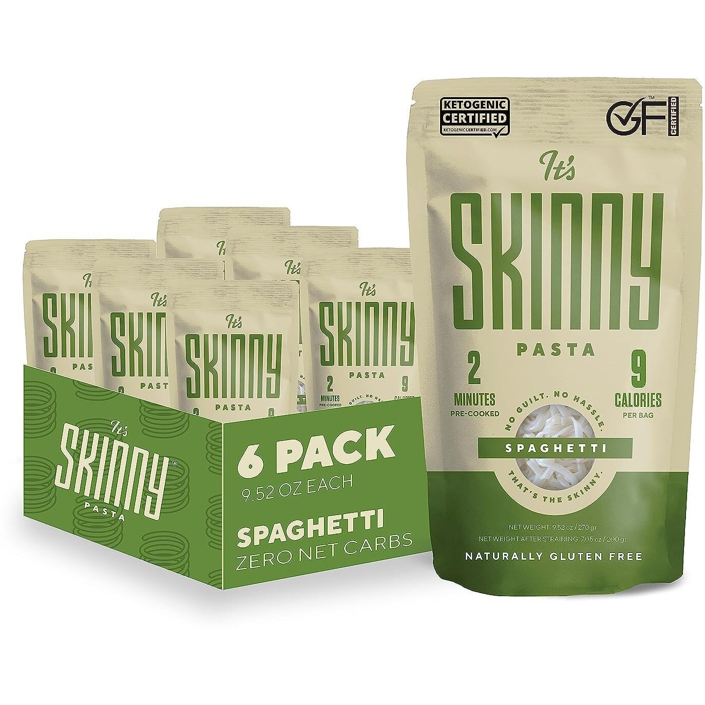 Its Skinny Spaghetti - Healthy, Low-Carb, Low Calorie Konjac Pasta - Fully Cooked And Ready To Eat Shirataki Noodles - Keto, Gluten Free, Vegan, And Paleo-Friendly (6-Pack)