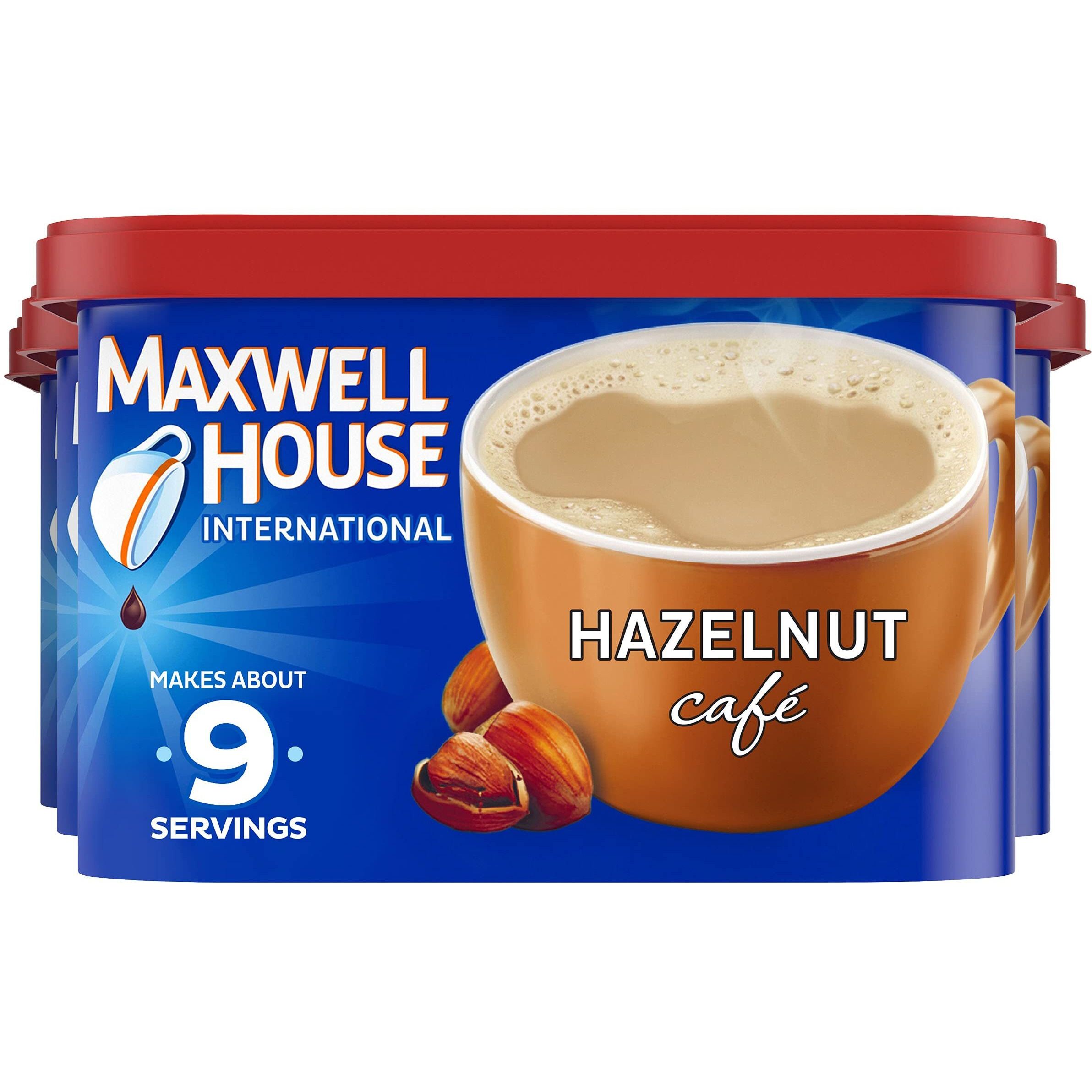 Maxwell House International Hazelnut Cafe-Style Beverage Mix, 9 Oz Canisters (Pack Of 4)