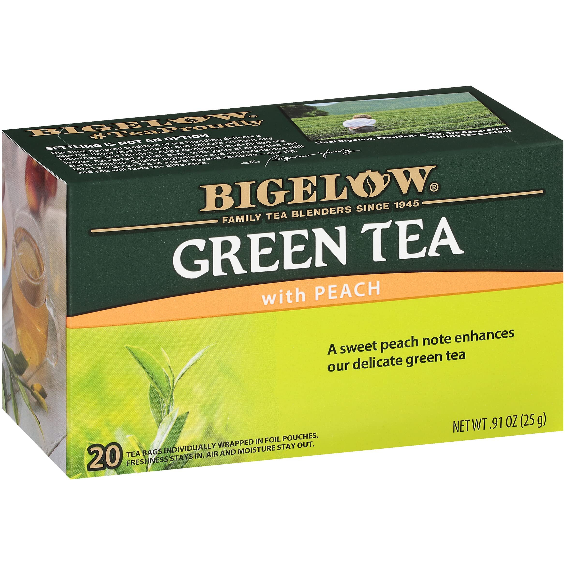 Bigelow Tea Green Tea With Peach, Caffeinated Tea With Green Tea And Peach, 20 Count Box (Pack Of 6), 120 Total Tea Bags