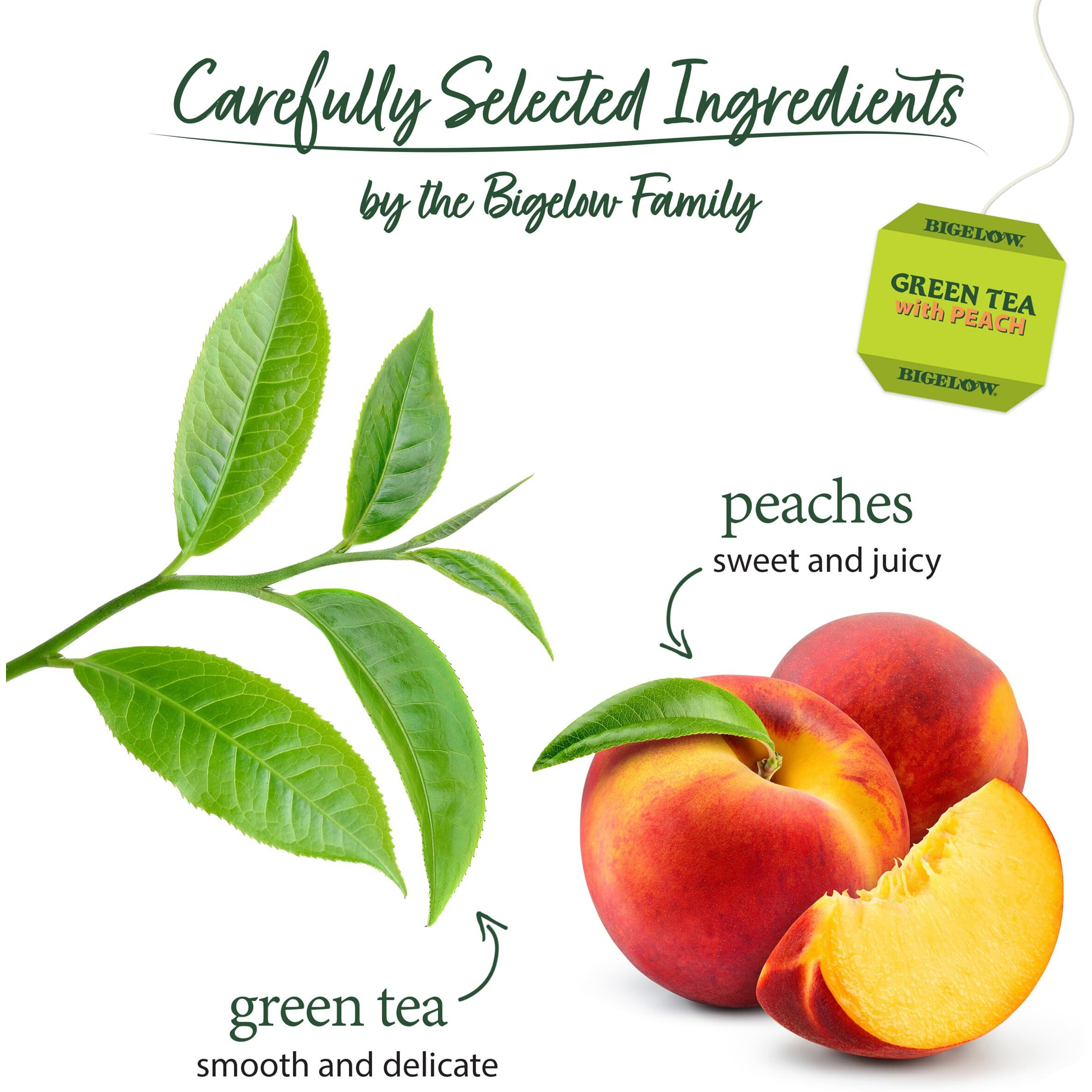 Bigelow Tea Green Tea With Peach, Caffeinated Tea With Green Tea And Peach, 20 Count Box (Pack Of 6), 120 Total Tea Bags