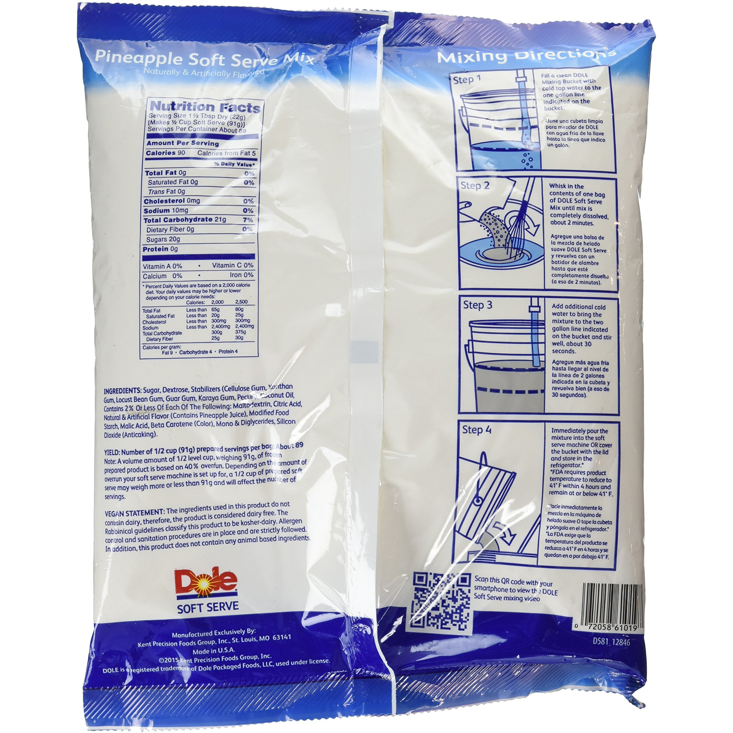 Dole Soft Serve Mix Pineapple, 4.40 Lbs
