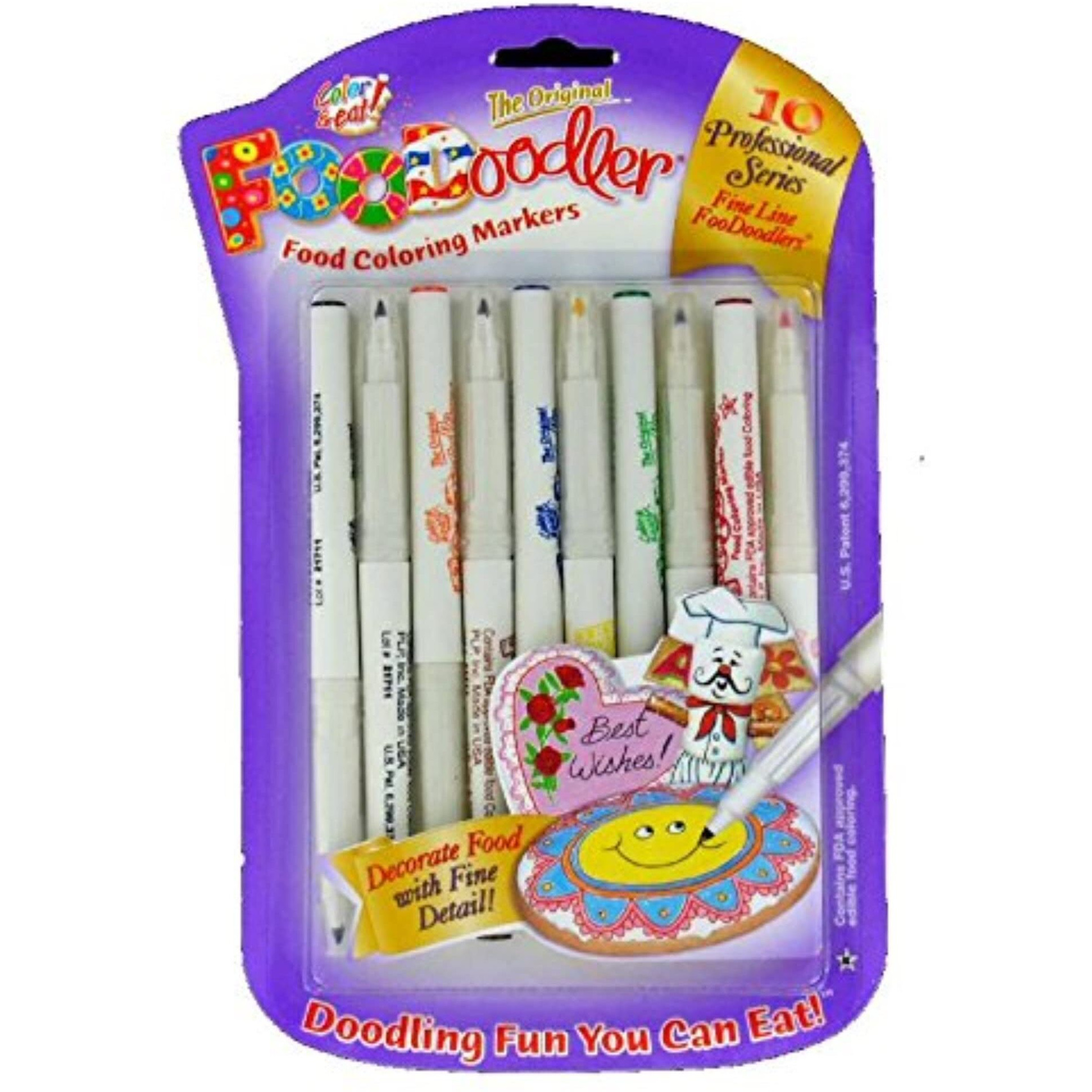 Foodoodler Food Coloring Markers - 10 Colors - Kosher (1, A) By Private Label
