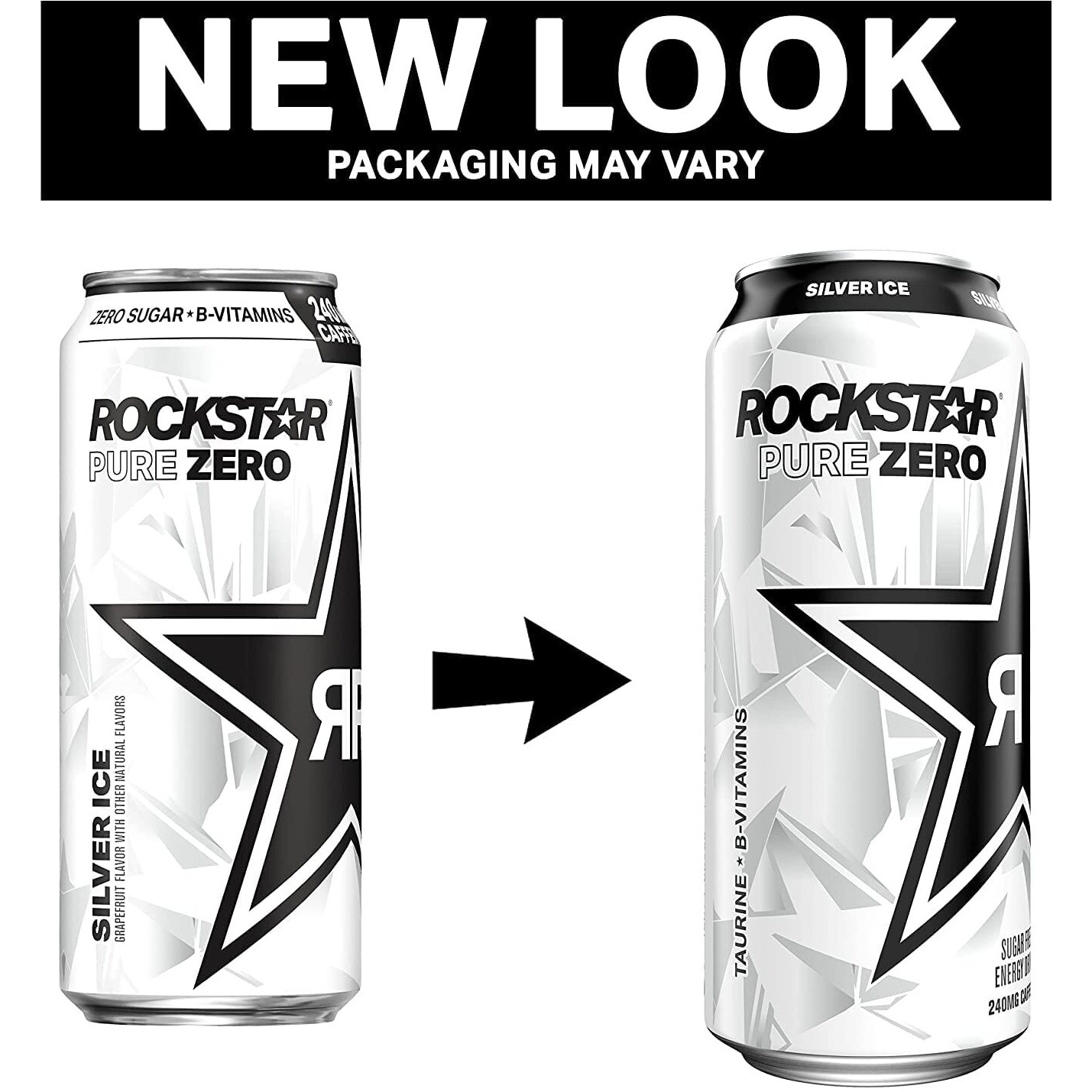 Rockstar Pure Zero Energy Drink, Grape, 0 Sugar, With Caffeine And Taurine, 16Oz Cans (12 Pack) (Packaging May Vary)