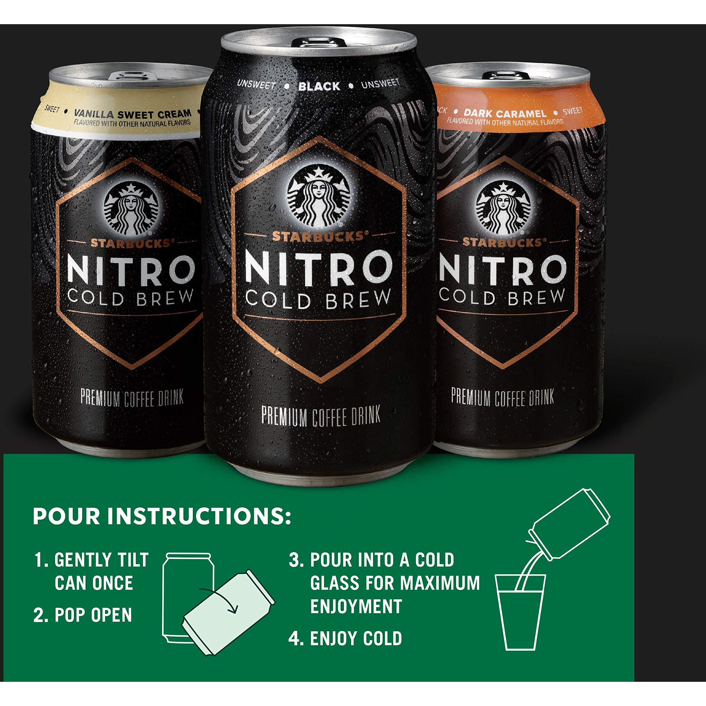 Starbucks Nitro Cold Brew Coffee, Black Unsweetened, 9.6 Fl Oz Cans (8 Pack), Iced Coffee, Cold Brew Coffee, Coffee Drink