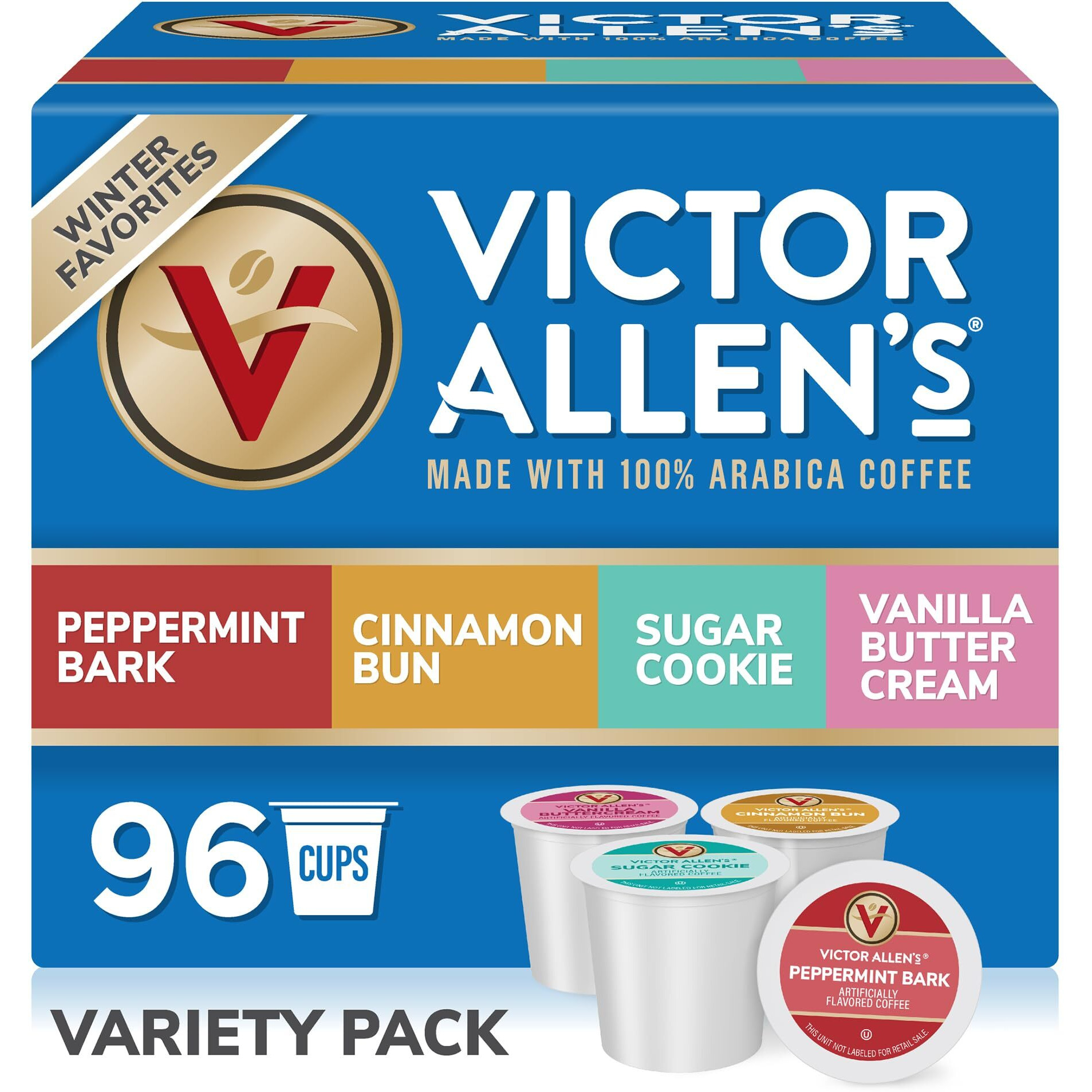 Victor Allen's Coffee Winter Wonderland Variety Pack, 96 Count, Single Serve Coffee Pods For Keurig K-Cup Brewers