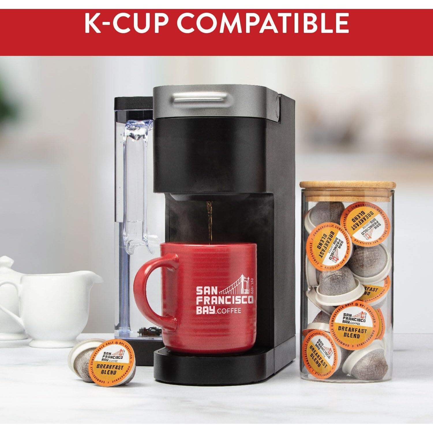 San Francisco Bay Compostable Coffee Pods - Breakfast Blend (80 Ct) K Cup Compatible Including Keurig 2.0, Medium Roast