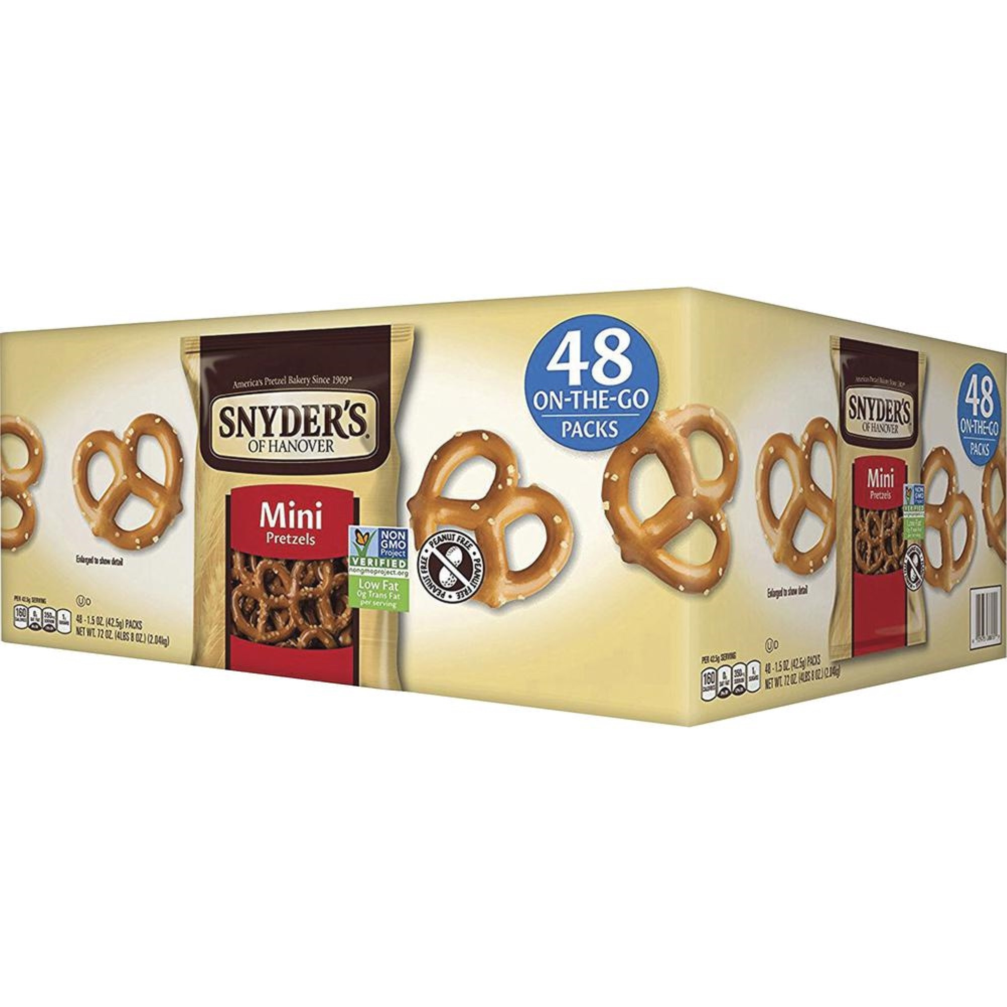 Snyders Fat Free Mini Pretzels - Carton - 1.50 Oz - 48 / Carton