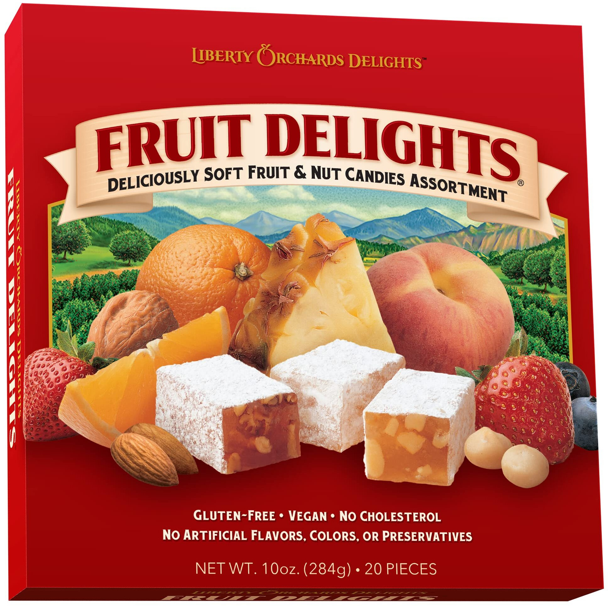 Liberty Orchards, Fruit Delights - Assorted Vegan Fruit And Nut Candies, Turkish Delight Gourmet Snack 10 Oz.