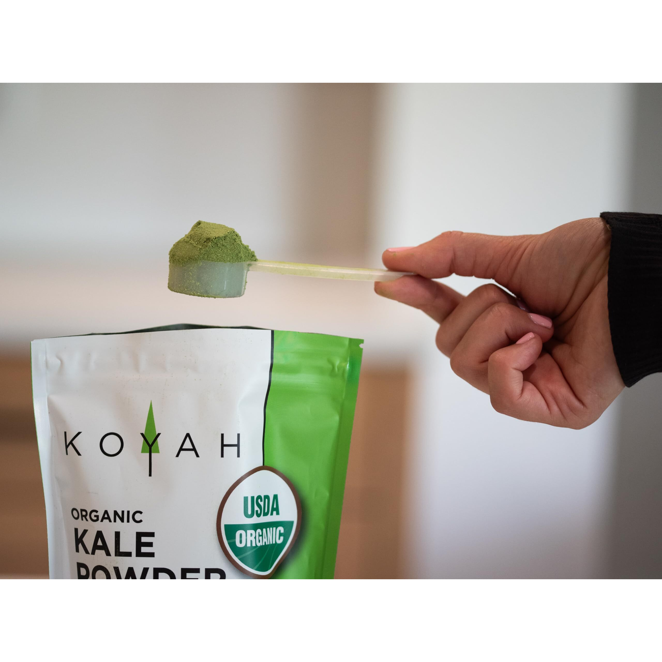 Koyah - Organic Usa Grown Kale Powder (Equivalent To 30 Cups Fresh) Freeze-Dried, Whole-Leaf Powder