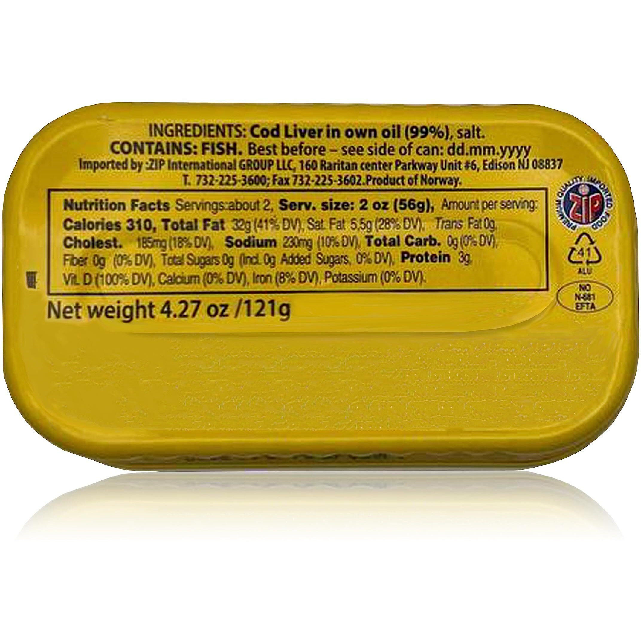 Riga Gold Cod Liver In Own Oil 4.27Oz/ 121G From Iceland (Pack 12)