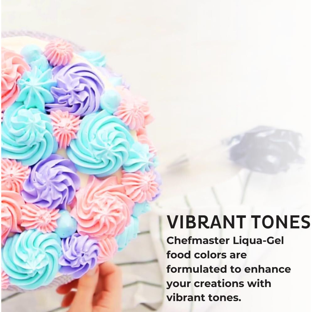 Chefmaster - Liqua-Gel Food Coloring - 12 Color Set B - Fade Resistant - 12 Pack - Vibrant, Eye-Catching Colors, Easy-To-Blend Formula, Fade-Resistant - Made In The Usa