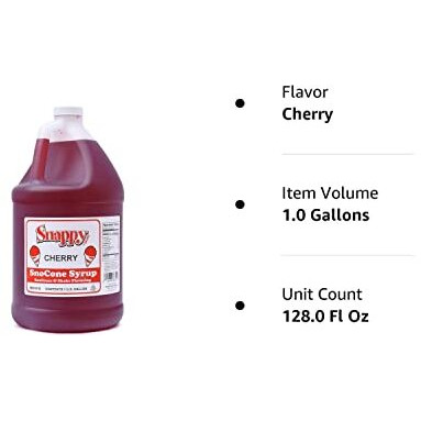 Snappy Cherry Sno Cone Syrup, 1 Gallon