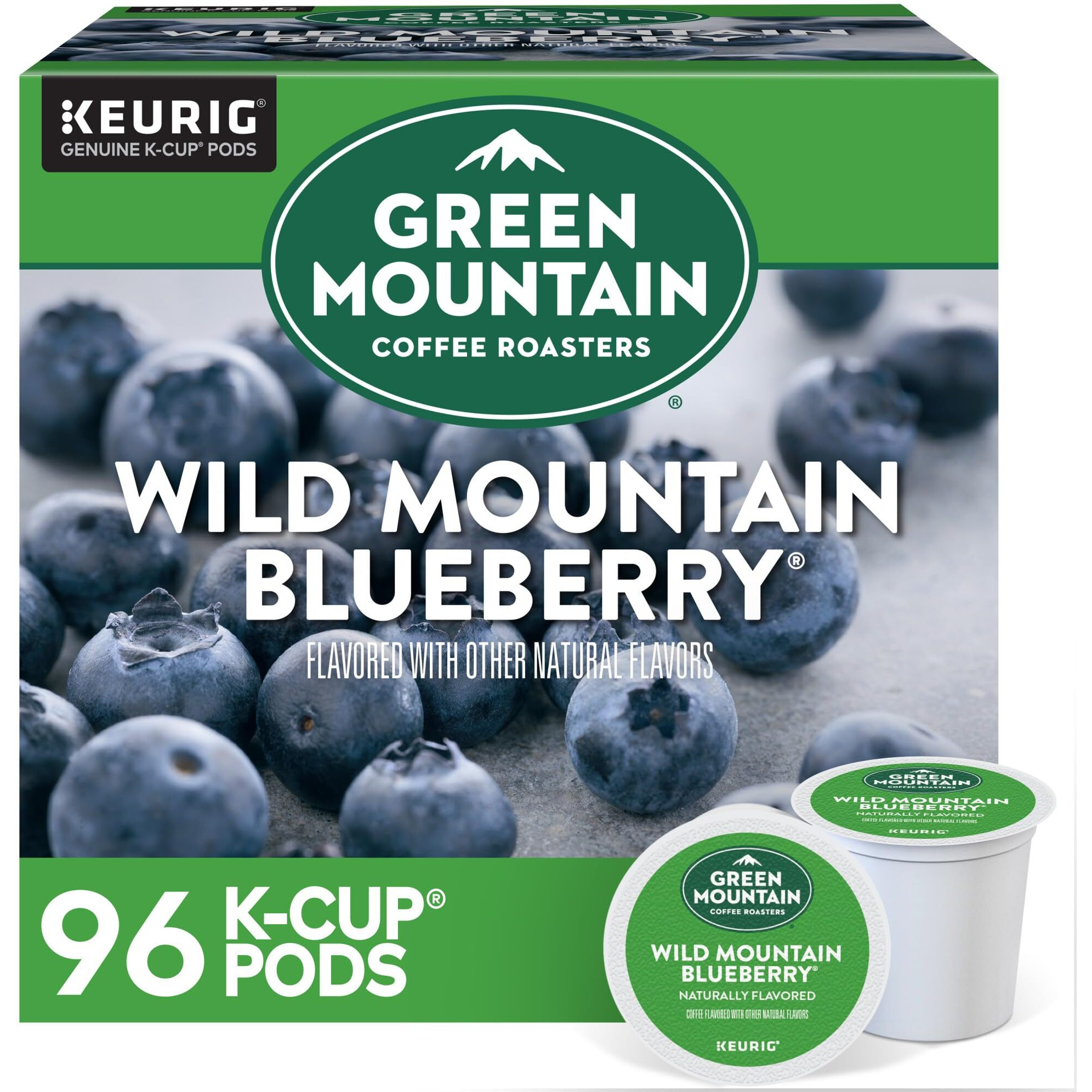Green Mountain Coffee Roasters Wild Mountain Blueberry Keurig Single-Serve K-Cup Pods, Light Roast Coffee, 96 Count (4 Packs Of 24)