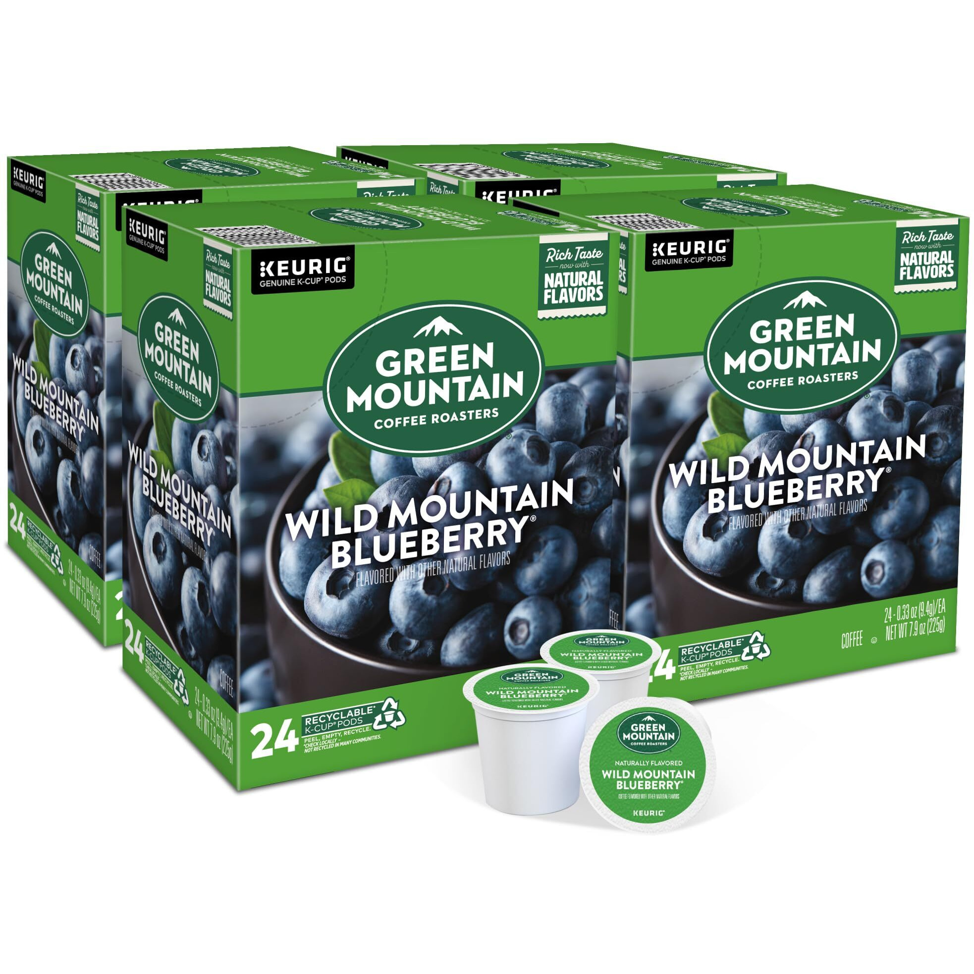 Green Mountain Coffee Roasters Wild Mountain Blueberry Keurig Single-Serve K-Cup Pods, Light Roast Coffee, 96 Count (4 Packs Of 24)