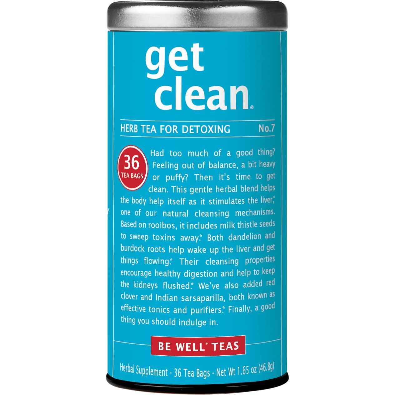 The Republic Of Tea Get Clean - No.7 Herb Tea For Detoxing, No Caffeine, 36 Tea Bags