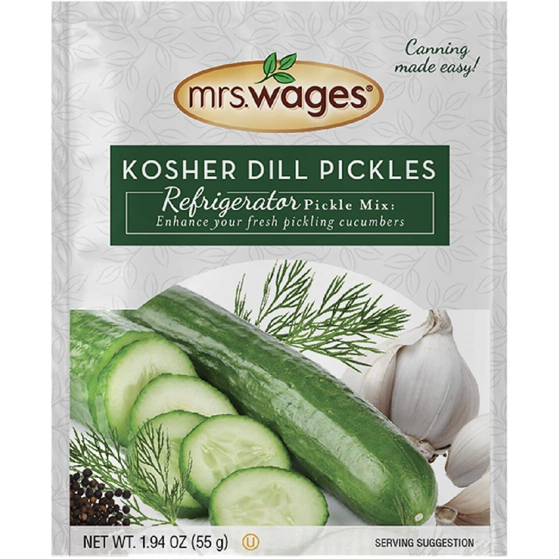 Mrs. Wages Kosher Dill Pickles Refrigerator Mix, 1.94 Oz, Pack Of 12