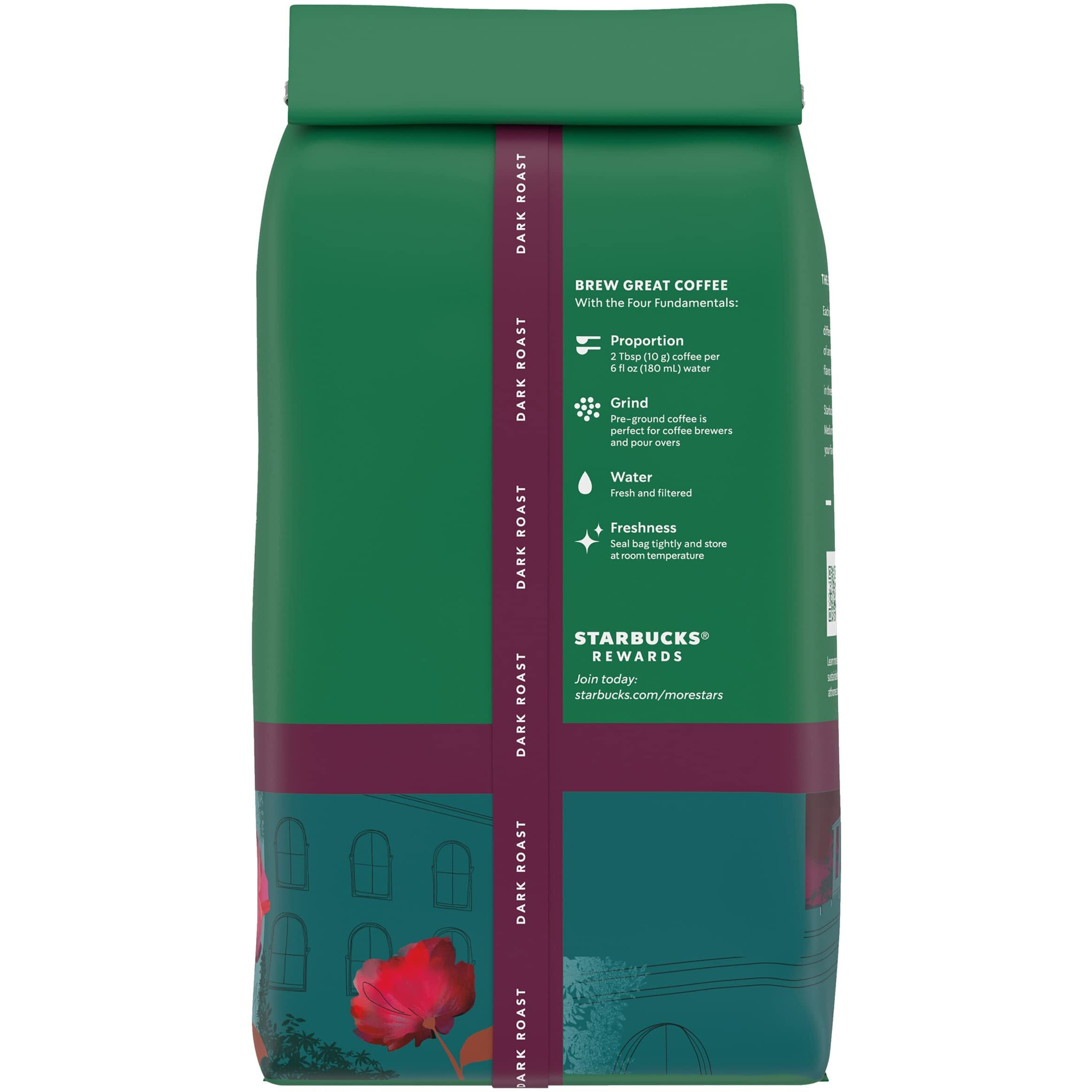 Starbucks Decaf Ground Coffee, Caff Verona, Dark Roast Decaffeinated Ground 100% Arabica Coffee, Notes Of Dark Cocoa & Caramelized Sugar, 12-Ounce Bag (Pack Of 2)
