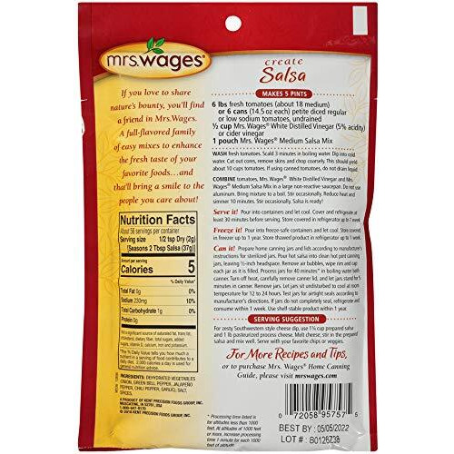 Mrs. Wages Medium Salsa Canning Mix, 4 Oz Packages (Pack Of 6)