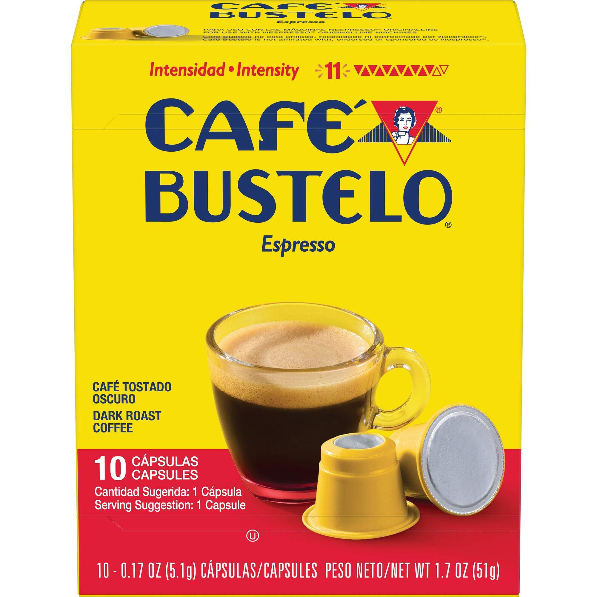 Caf   Bustelo Espresso Dark Roast Coffee, 40 Count Capsules For Espresso Machines, 11 Intensity