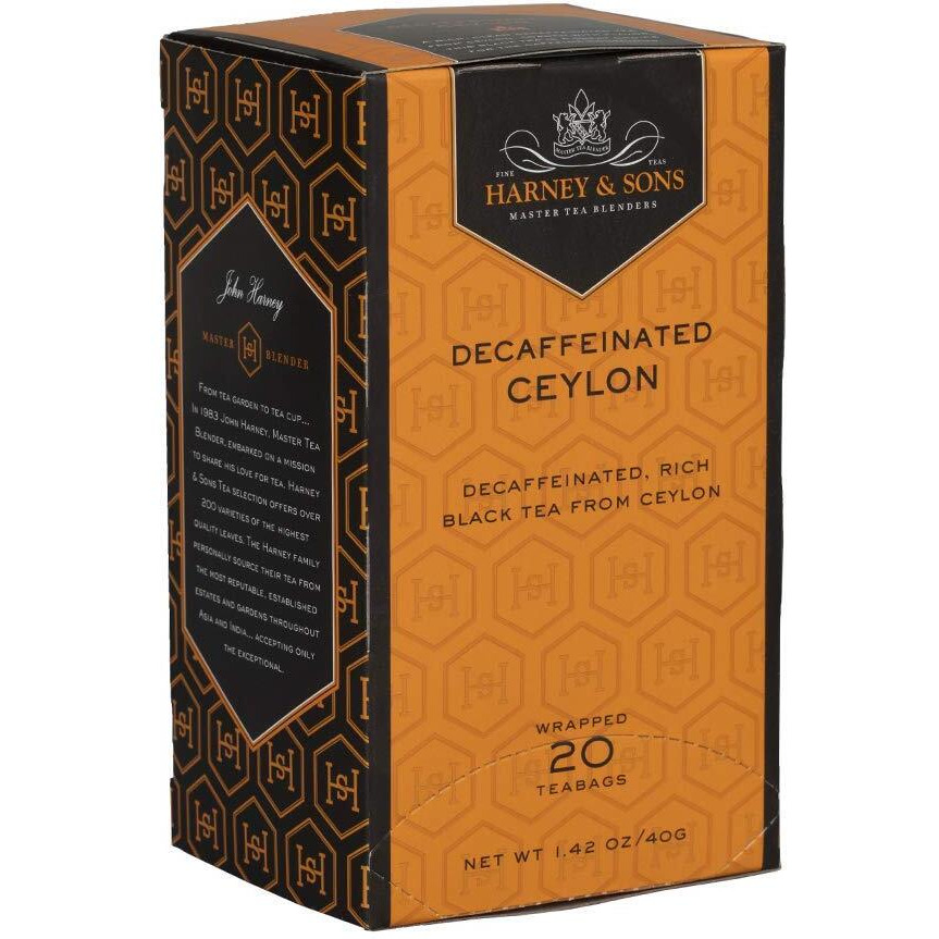 Harney & Sons Black Tea, Decaffeinated Ceylon, 20 Tea Bags, 1.26 Oz./36 Grams