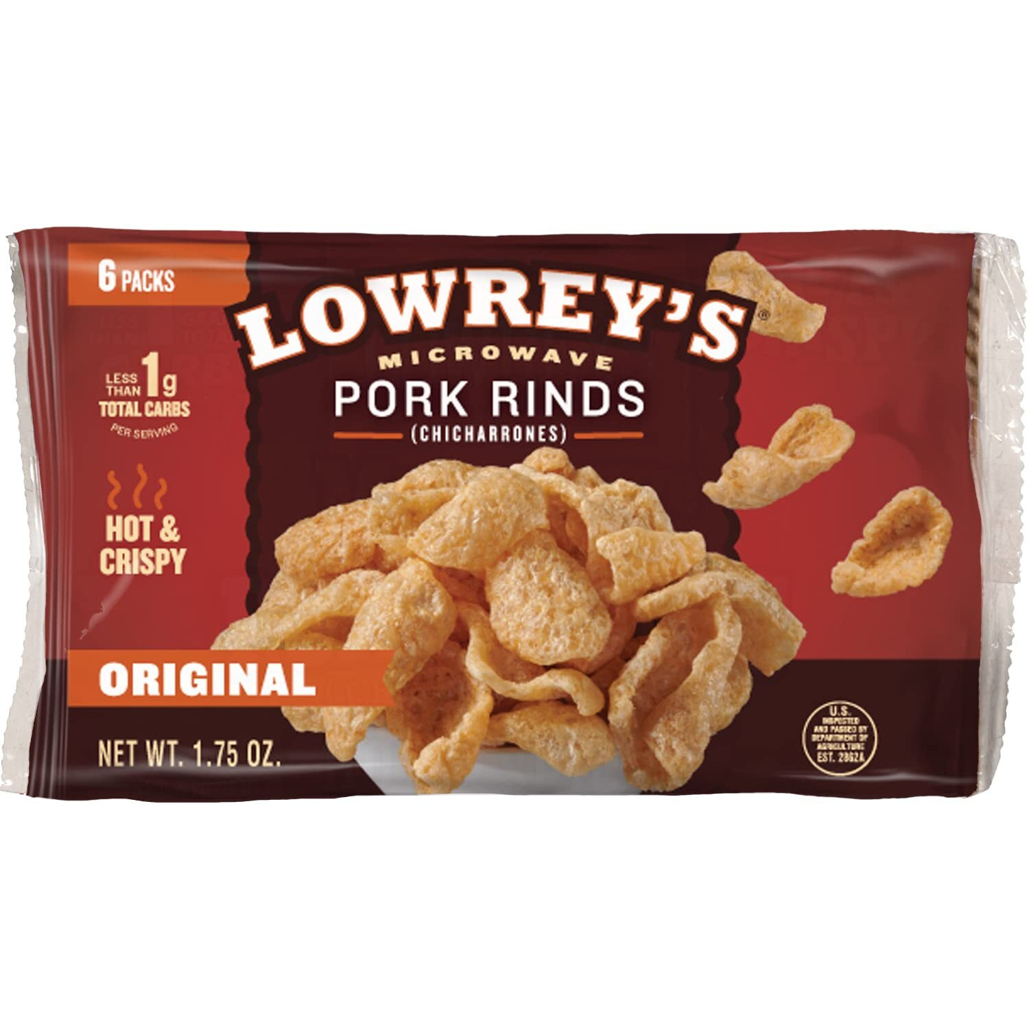 Lowrey's Bacon Curls Microwave Pork Rinds (Chicharrones), Original, 1.75 Ounce (Pack Of 18)