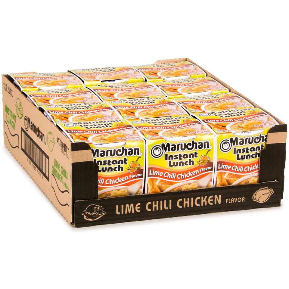 Maruchan Instant Lunch Lime Chili Chicken, Ramen Noodle Soup, Microwaveable Meal, 2.25 Oz, 12 Count
