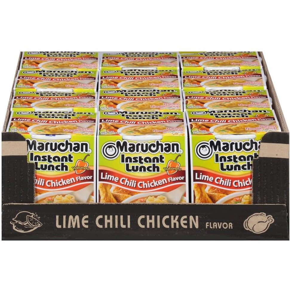 Maruchan Instant Lunch Lime Chili Chicken, Ramen Noodle Soup, Microwaveable Meal, 2.25 Oz, 12 Count