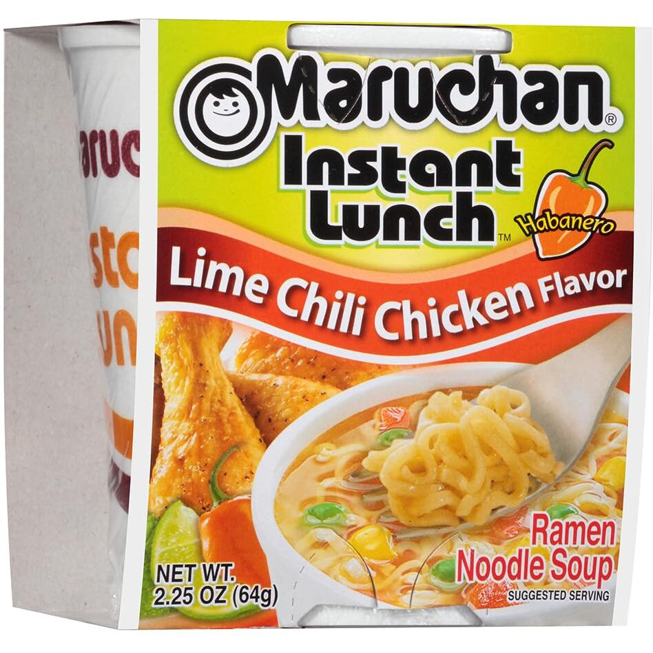 Maruchan Instant Lunch Lime Chili Chicken, Ramen Noodle Soup, Microwaveable Meal, 2.25 Oz, 12 Count