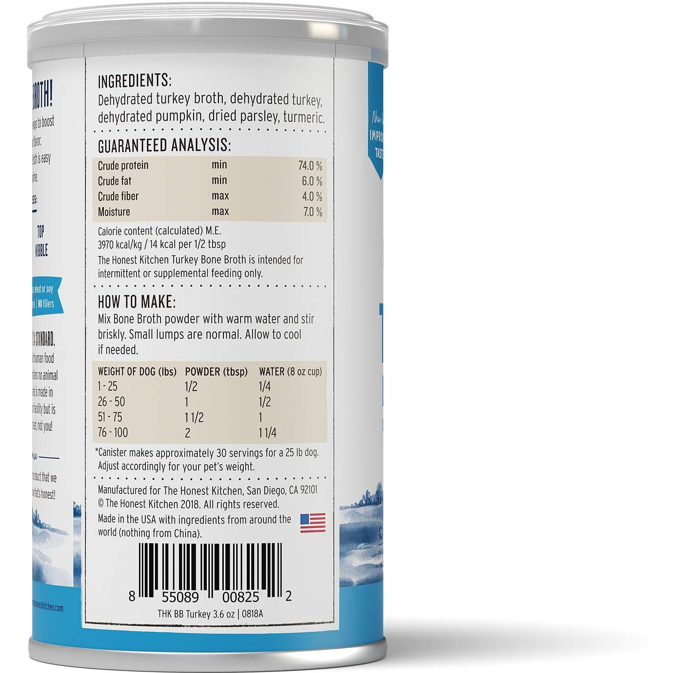 The Honest Kitchen Daily Boosters Instant Turkey Bone Broth With Turmeric, 3.6 Oz