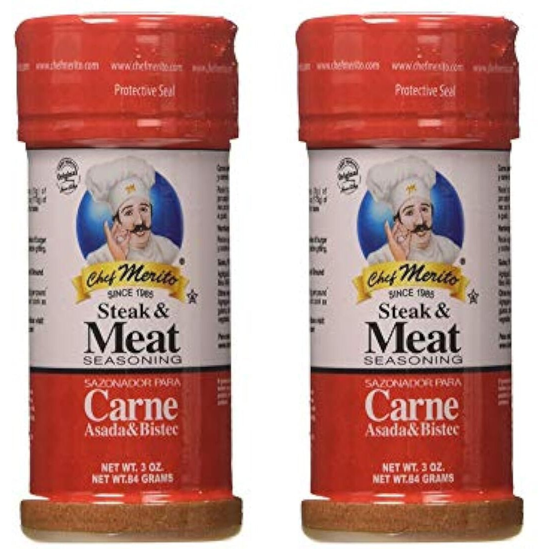 Chef Merito Steak & Meat Seasoning Powder Carne Asada & Bistec 3 Oz, Pack Of 2 | Chicken Nuggets, Thighs, Steak Seasoning, Grilled, Meat Seasoning