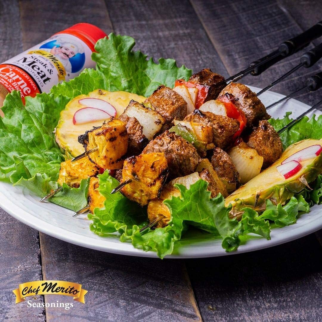 Chef Merito Steak & Meat Seasoning Powder Carne Asada & Bistec 3 Oz, Pack Of 2 | Chicken Nuggets, Thighs, Steak Seasoning, Grilled, Meat Seasoning