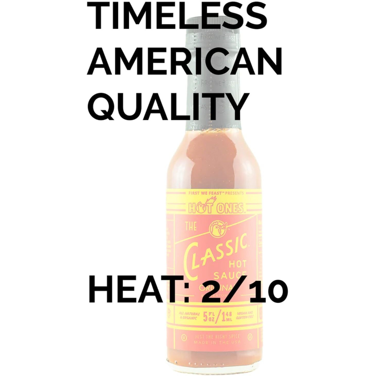 Hot Ones The Classic Hot Sauce Made With Natural Ingredients & Strong Flavors From Organic Chile De Arbol Peppers, 5 Fl Oz Bottle (1-Pack)