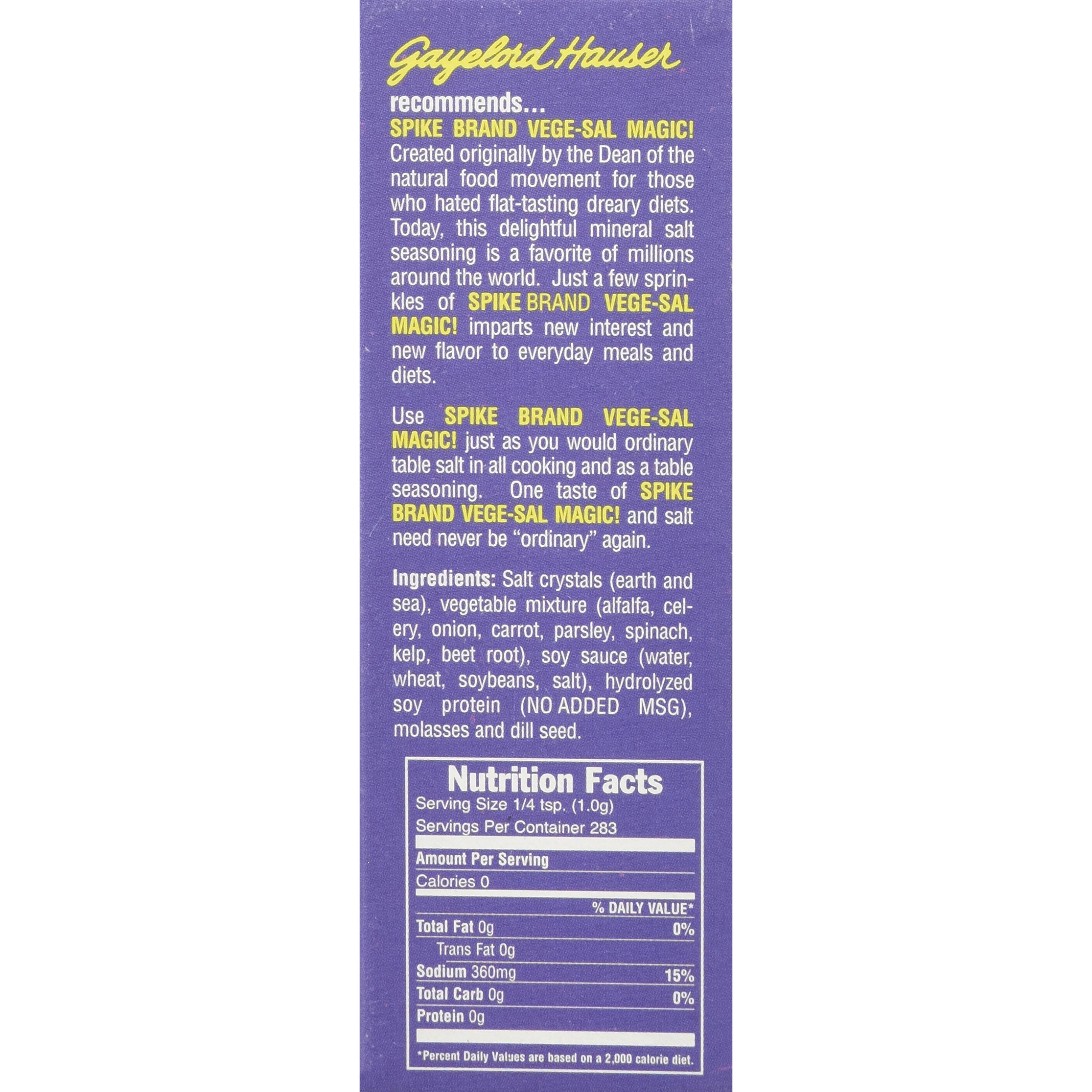 Vege-Sal Spike Natural Seasoning Original Vegesal 10 Oz (283Gr)